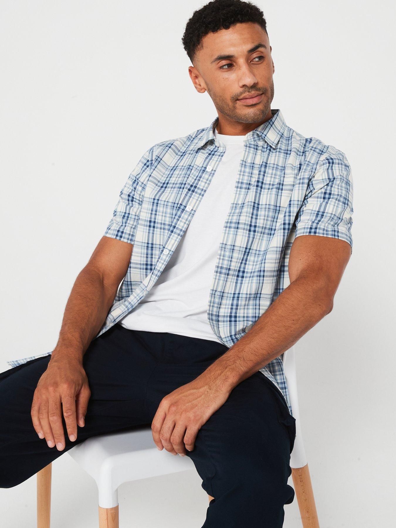 very-man-short-sleeve-check-shirt-blueoutfit