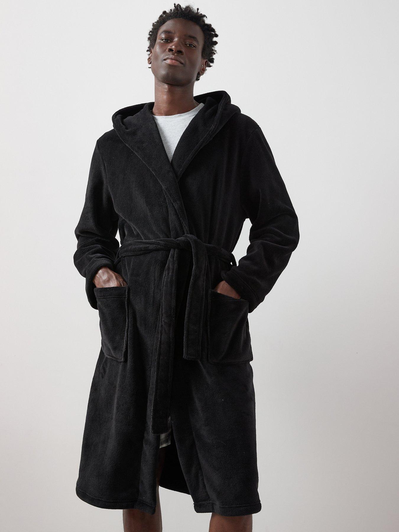 Image 1 of 6 of The Very Collection Supersoft Hooded Dressing Gown&nbsp;- Black