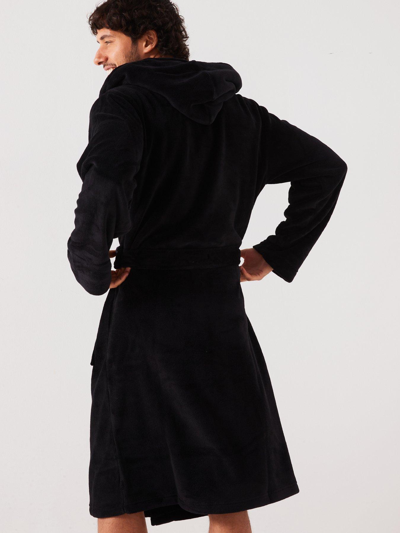 the-very-collection-supersoft-hooded-dressing-gownnbsp--blackstillFront