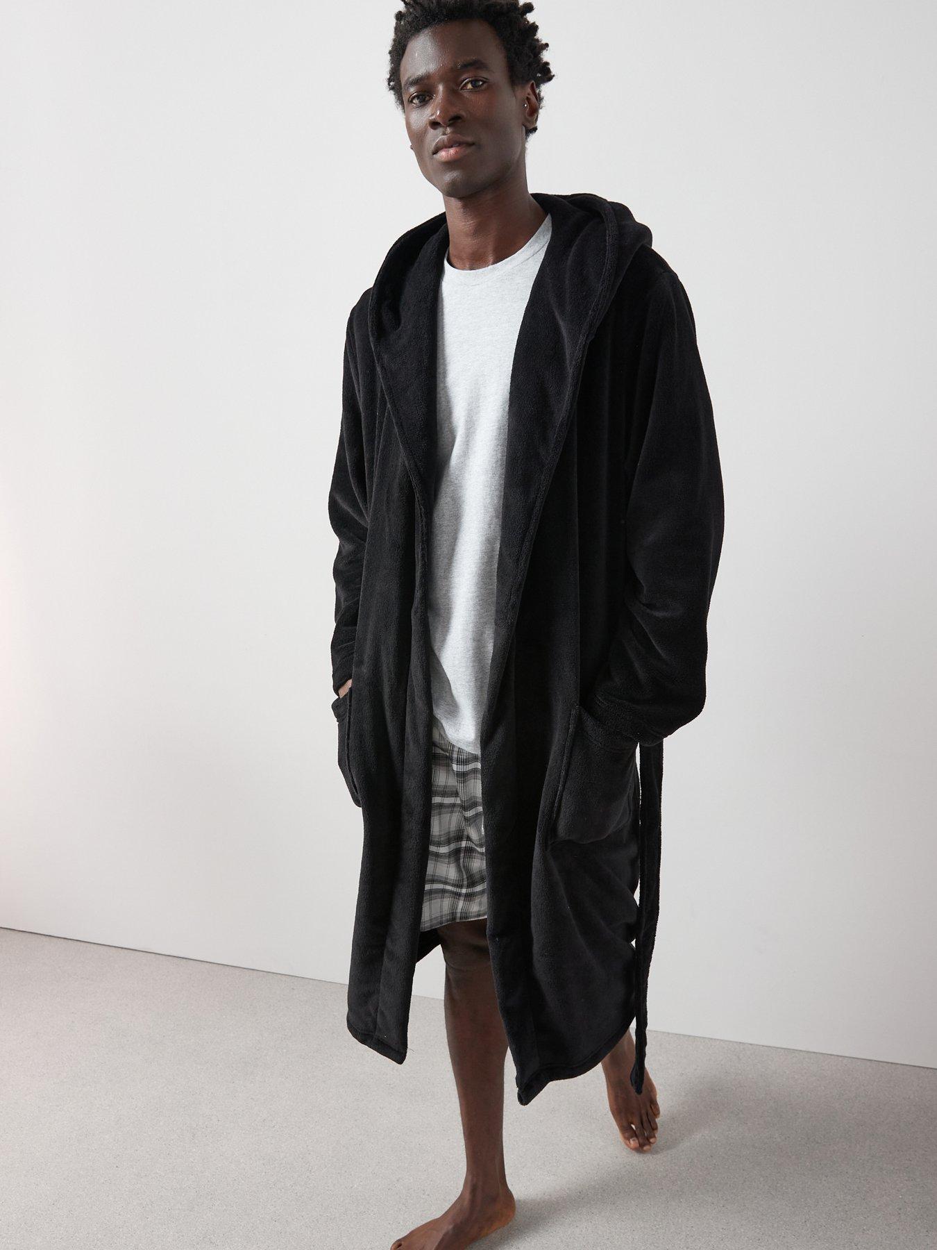 Image 3 of 6 of The Very Collection Supersoft Hooded Dressing Gown&nbsp;- Black