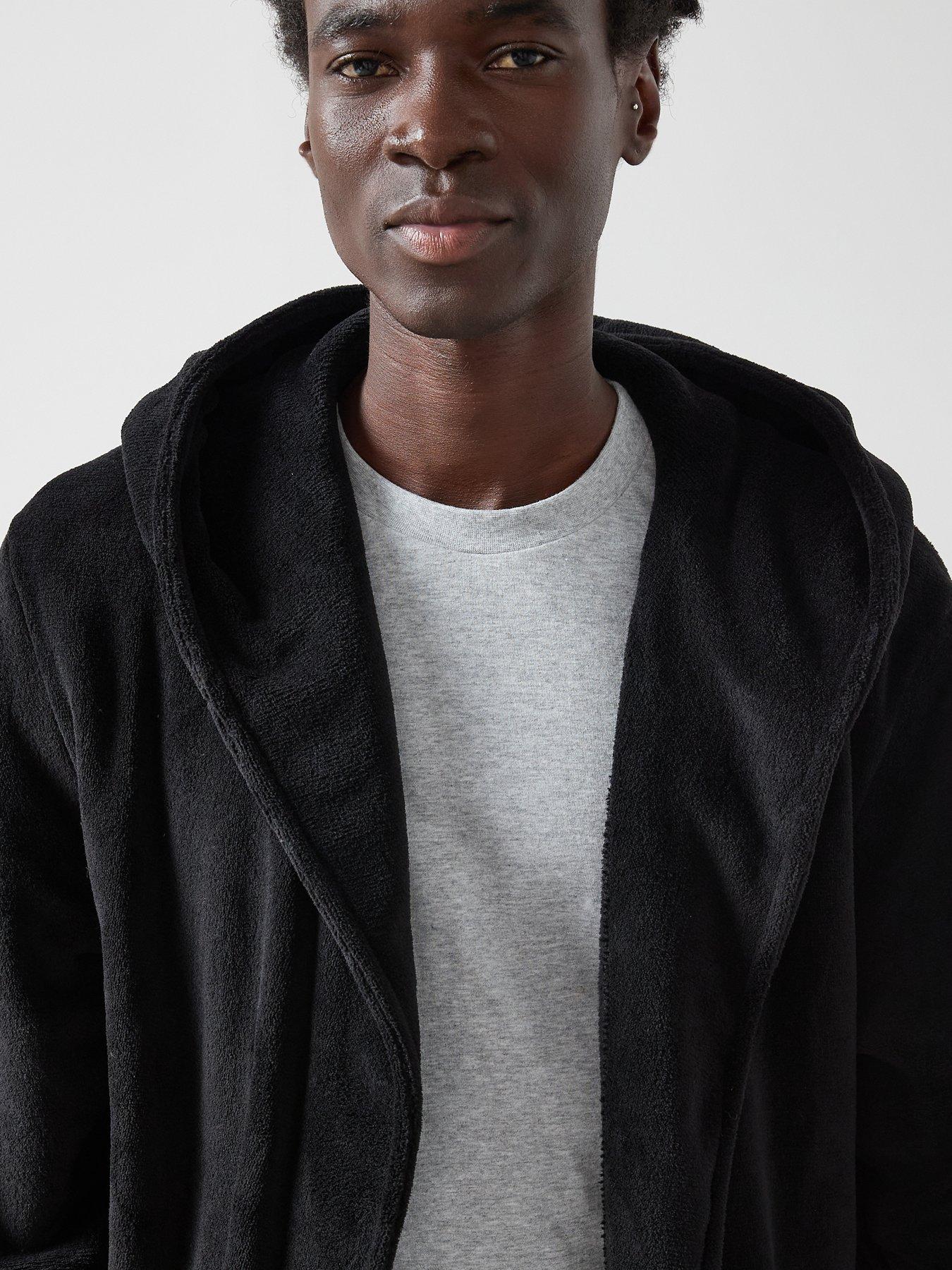 Image 5 of 6 of The Very Collection Supersoft Hooded Dressing Gown&nbsp;- Black