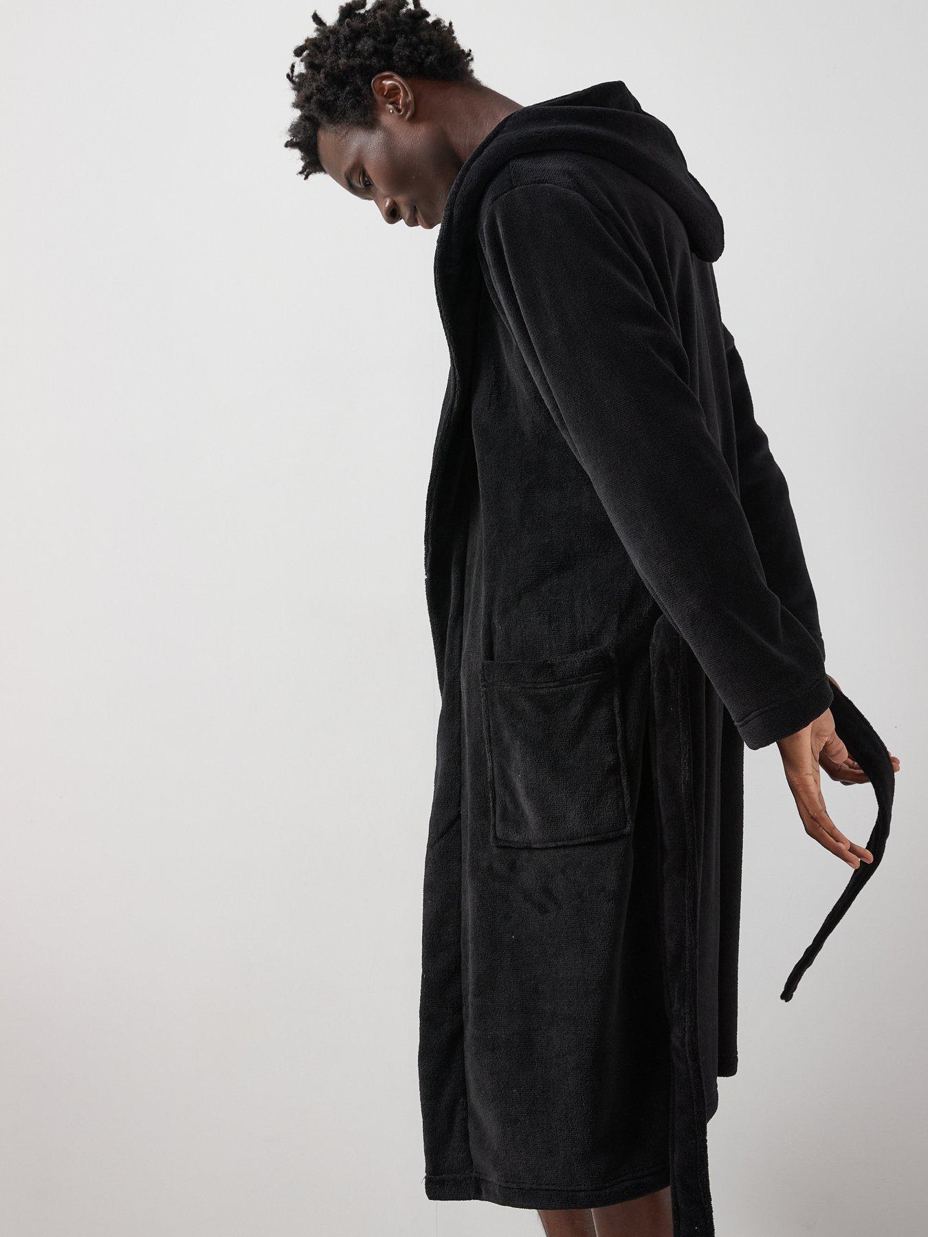 Image 6 of 6 of The Very Collection Supersoft Hooded Dressing Gown&nbsp;- Black