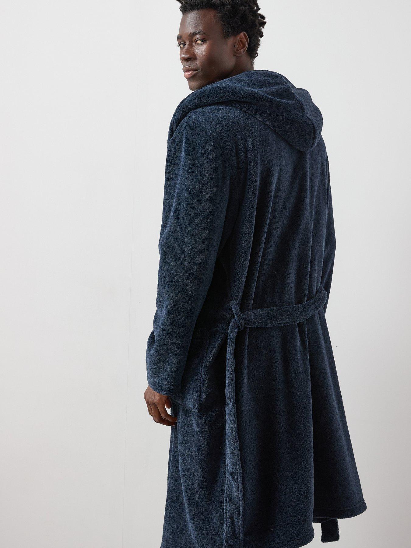 Image 2 of 6 of The Very Collection Supersoft Hooded&nbsp;Dressing Gown - Navy