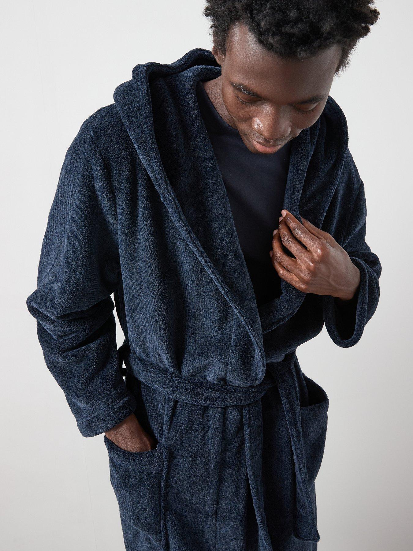 Image 4 of 6 of The Very Collection Supersoft Hooded&nbsp;Dressing Gown - Navy