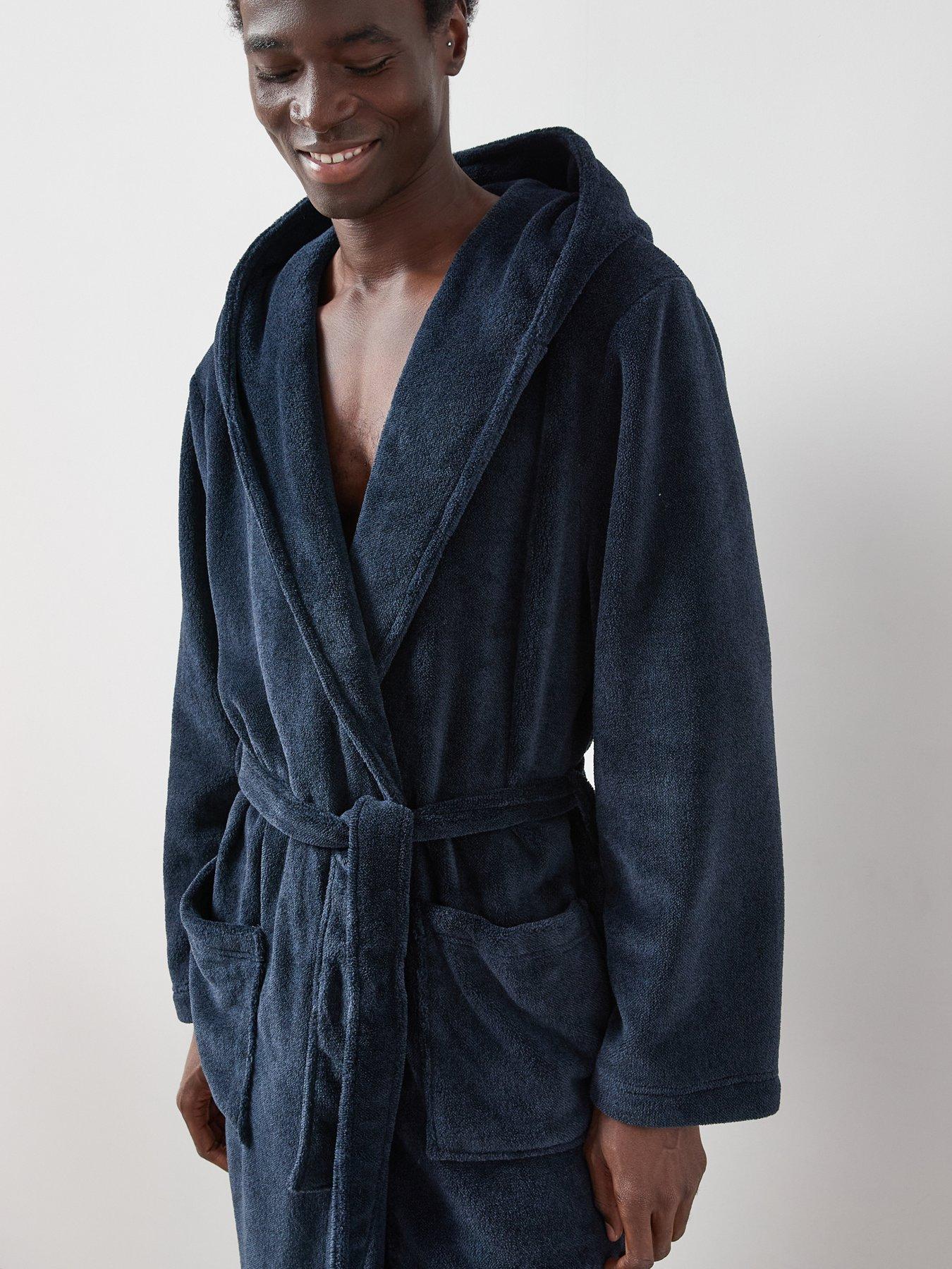 Image 6 of 6 of The Very Collection Supersoft Hooded&nbsp;Dressing Gown - Navy
