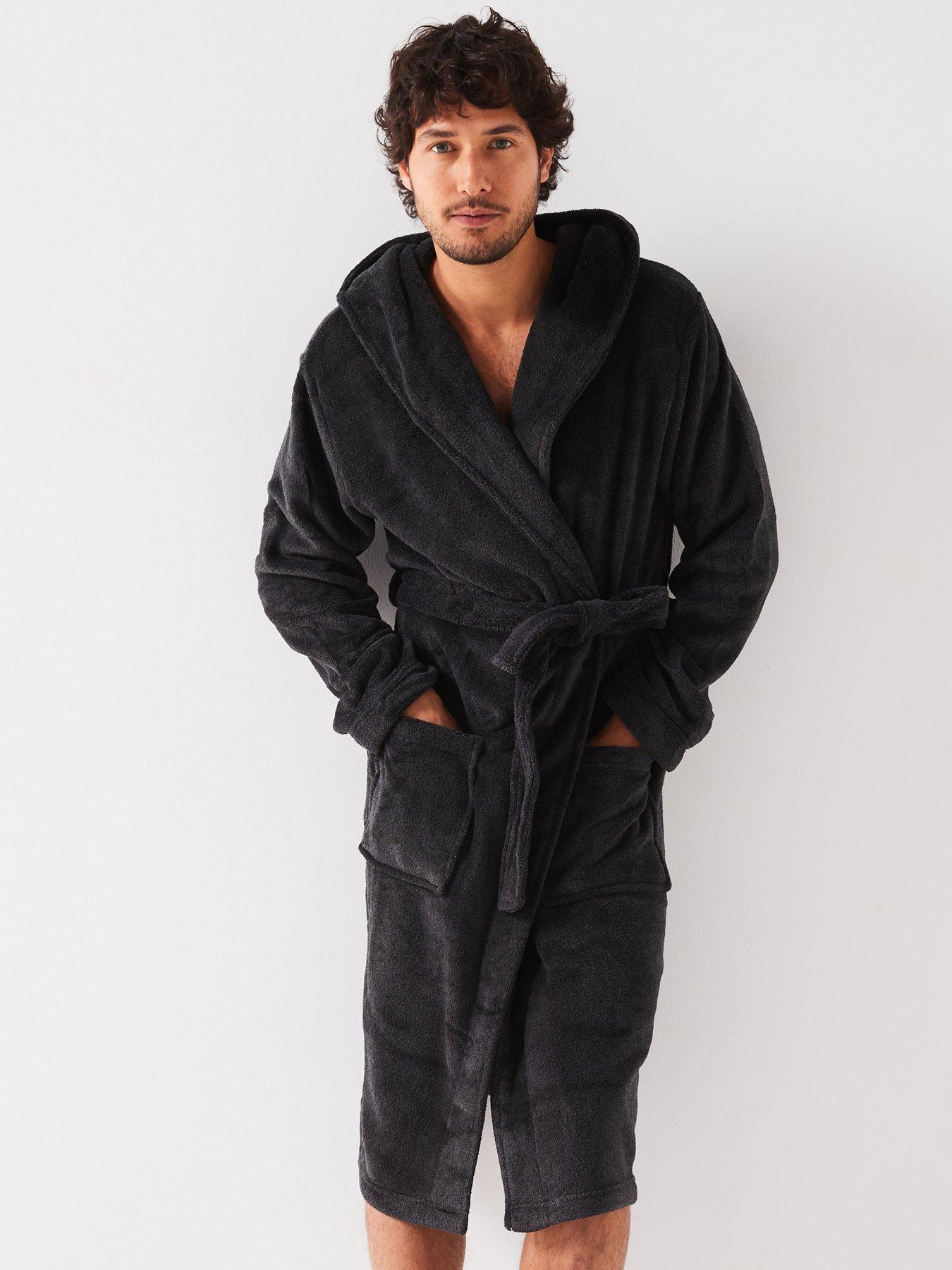 The Very Collection Supersoft Hooded Dressing Gown - Charcoal