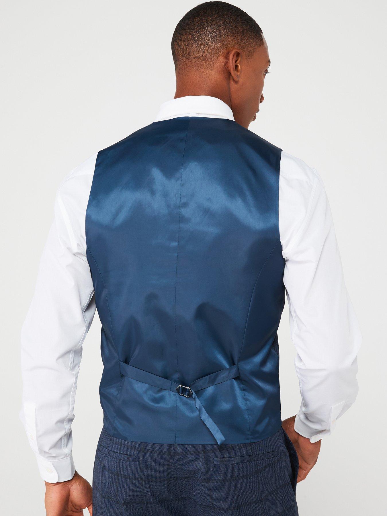 very-man-regular-fit-check-suit-waistcoat-navystillFront