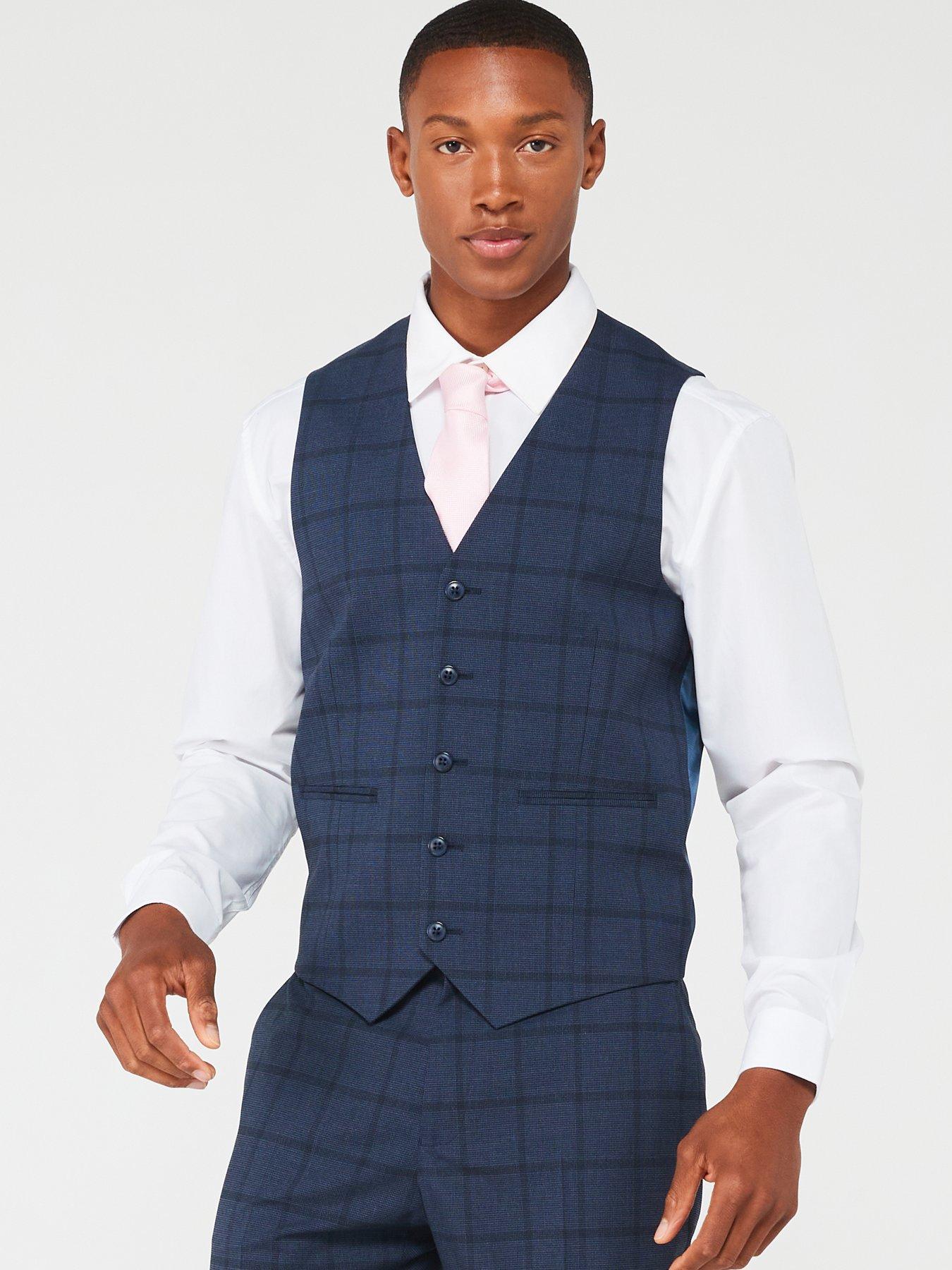 very-man-regular-fit-check-suit-waistcoat-navyoutfit