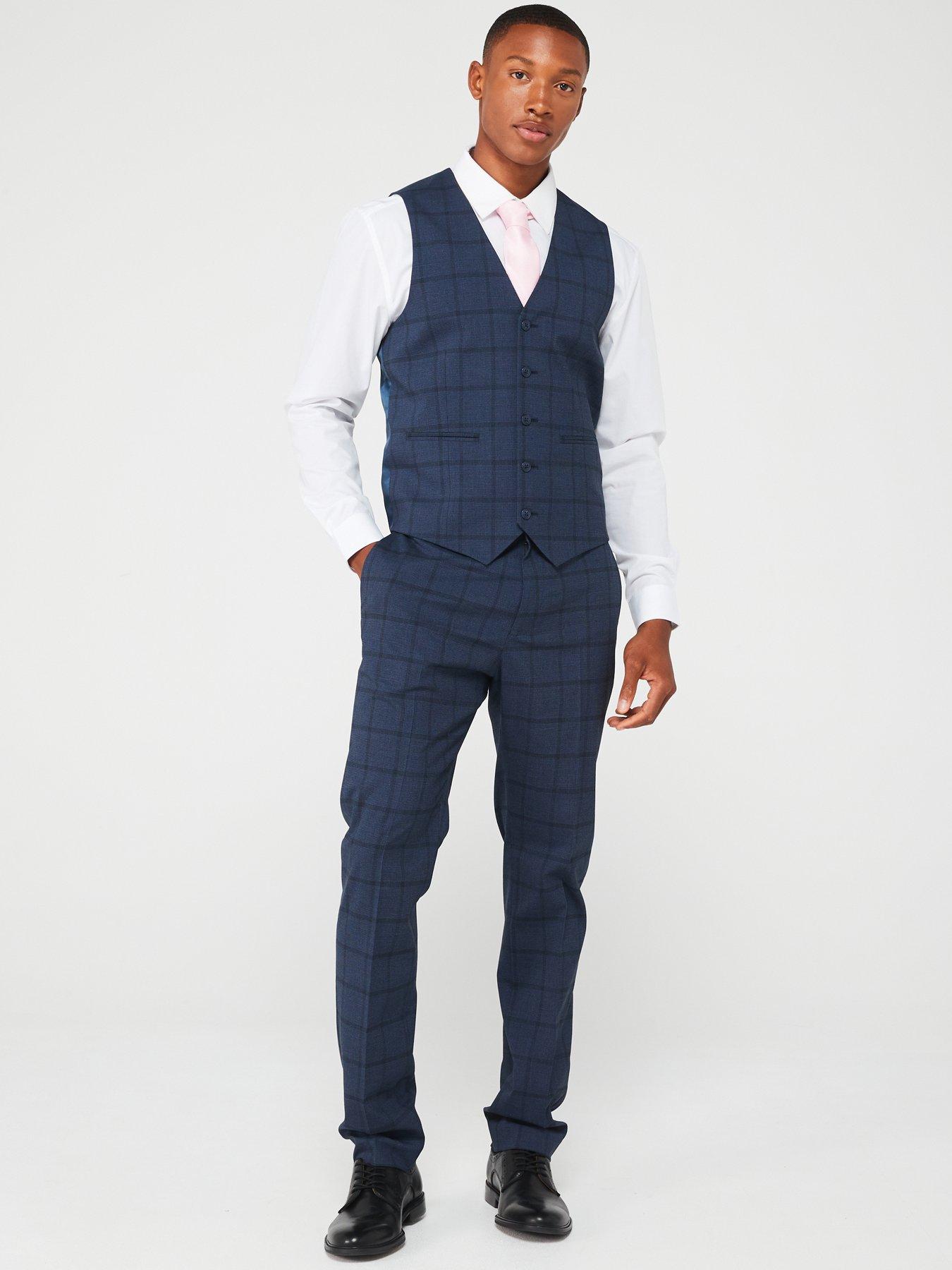 very-man-regular-fit-check-suit-waistcoat-navydetail