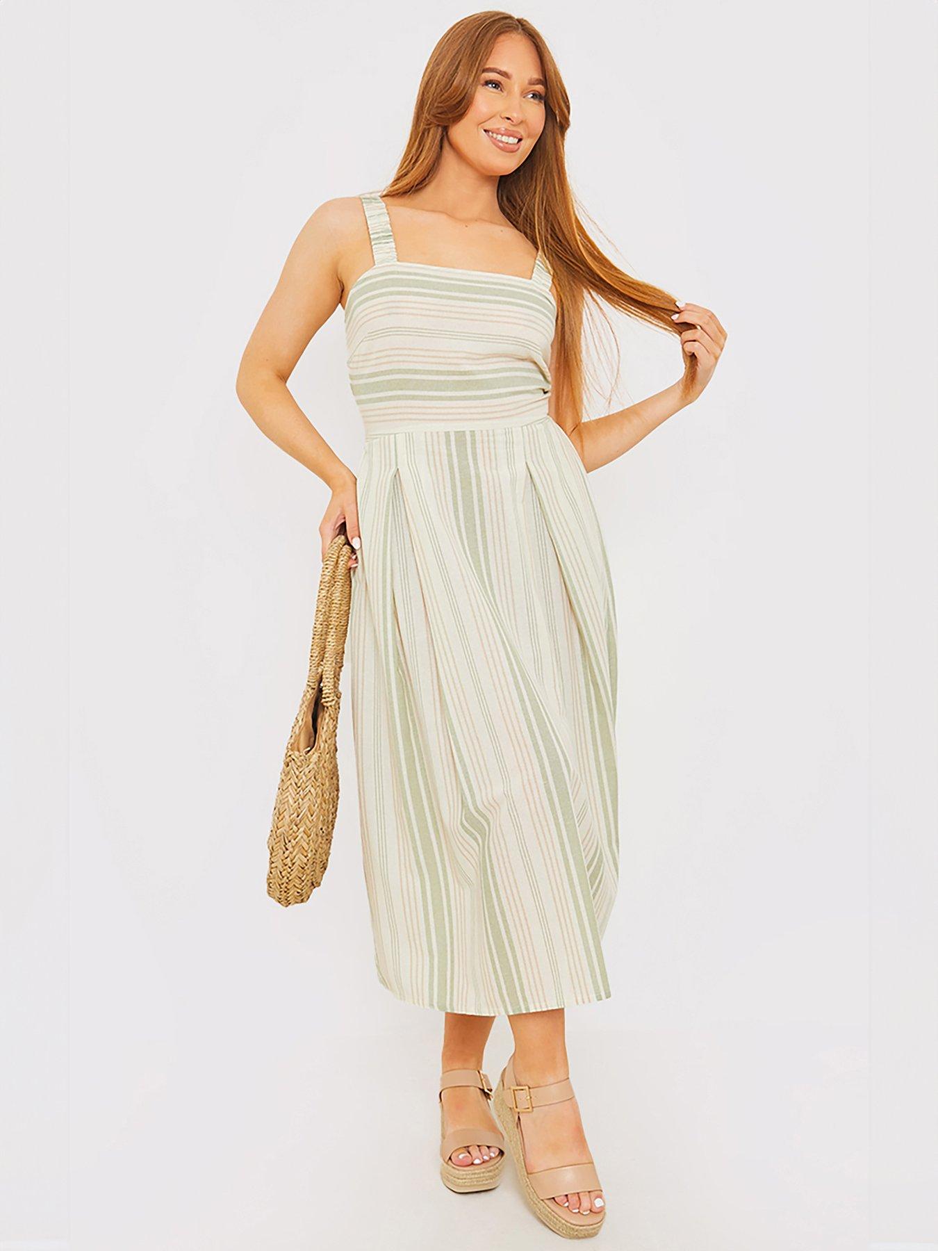 in-the-style-stacey-solomon-tie-back-midi-dress-greenstillFront