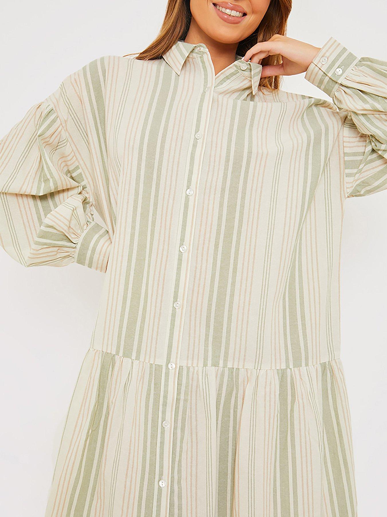 in-the-style-stacey-solomon-stripe-shirt-dress-greenoutfit