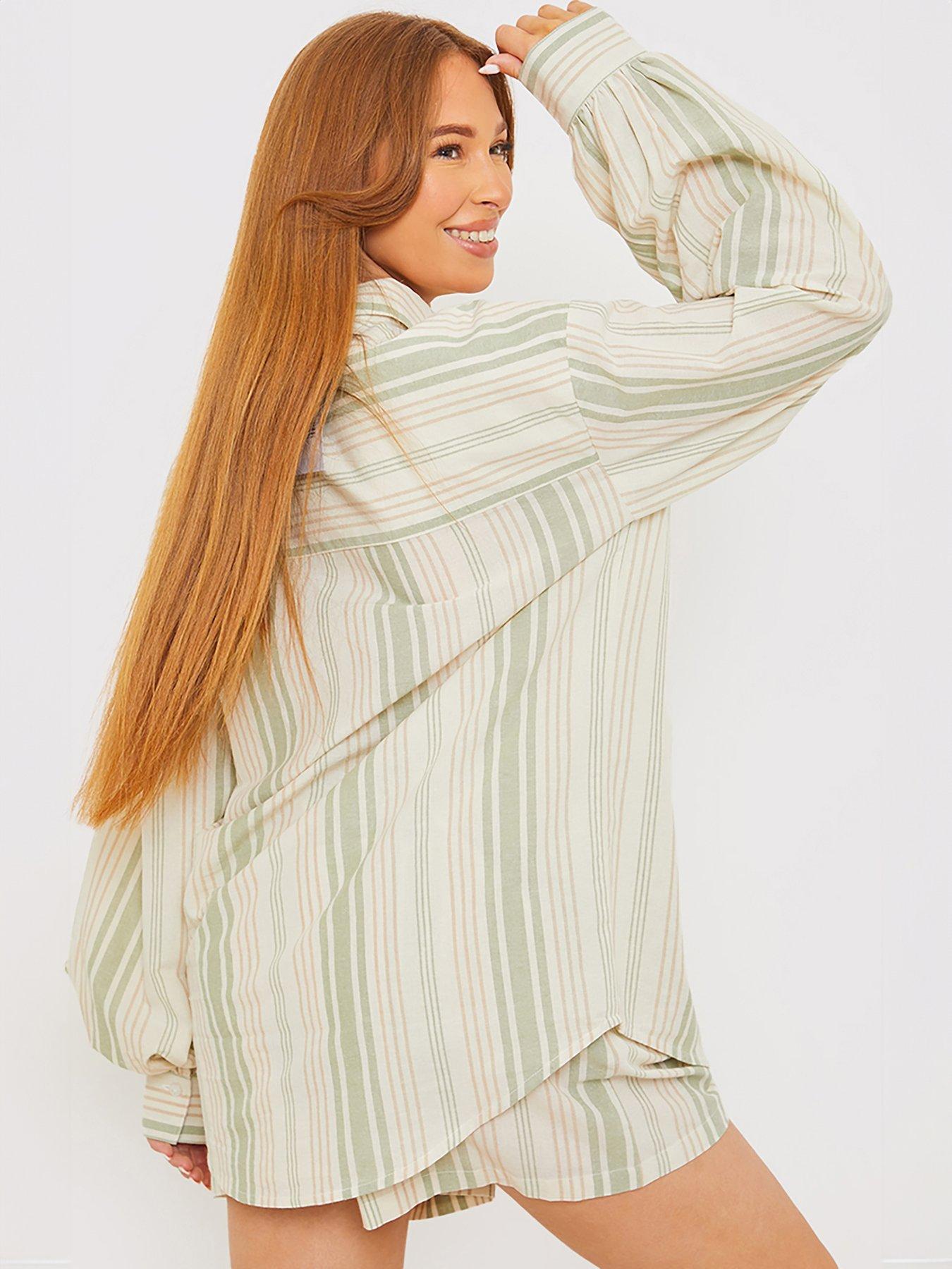 in-the-style-stacey-solomon-stripe-shirt-co-ord-greenoutfit