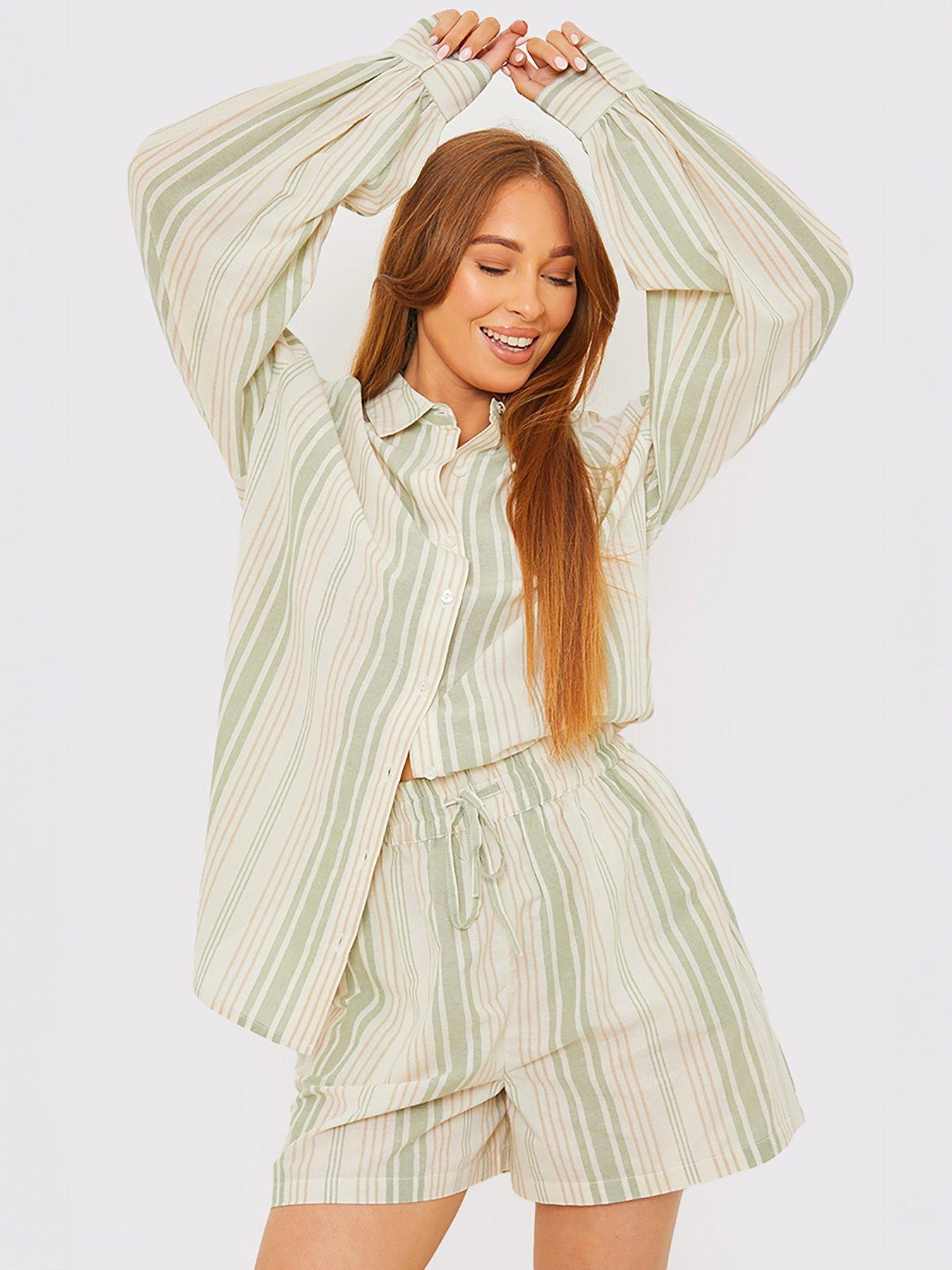 in-the-style-stacey-solomon-stripe-short-co-ord-greenstillFront