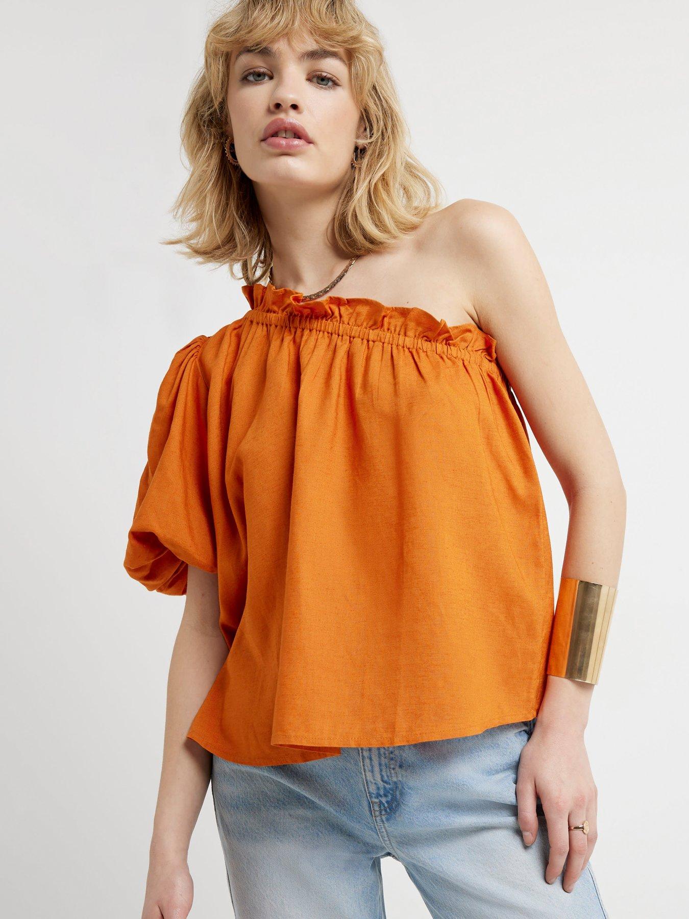 river-island-linen-one-shoulder-top-rust