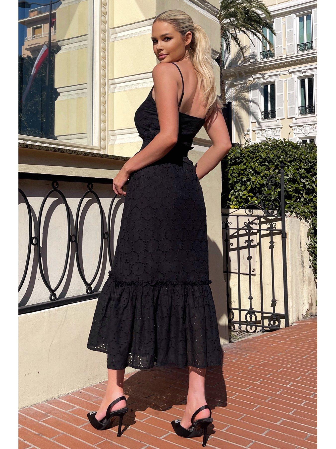 ax-paris-broderie-frill-hem-midi-dress-blackstillFront