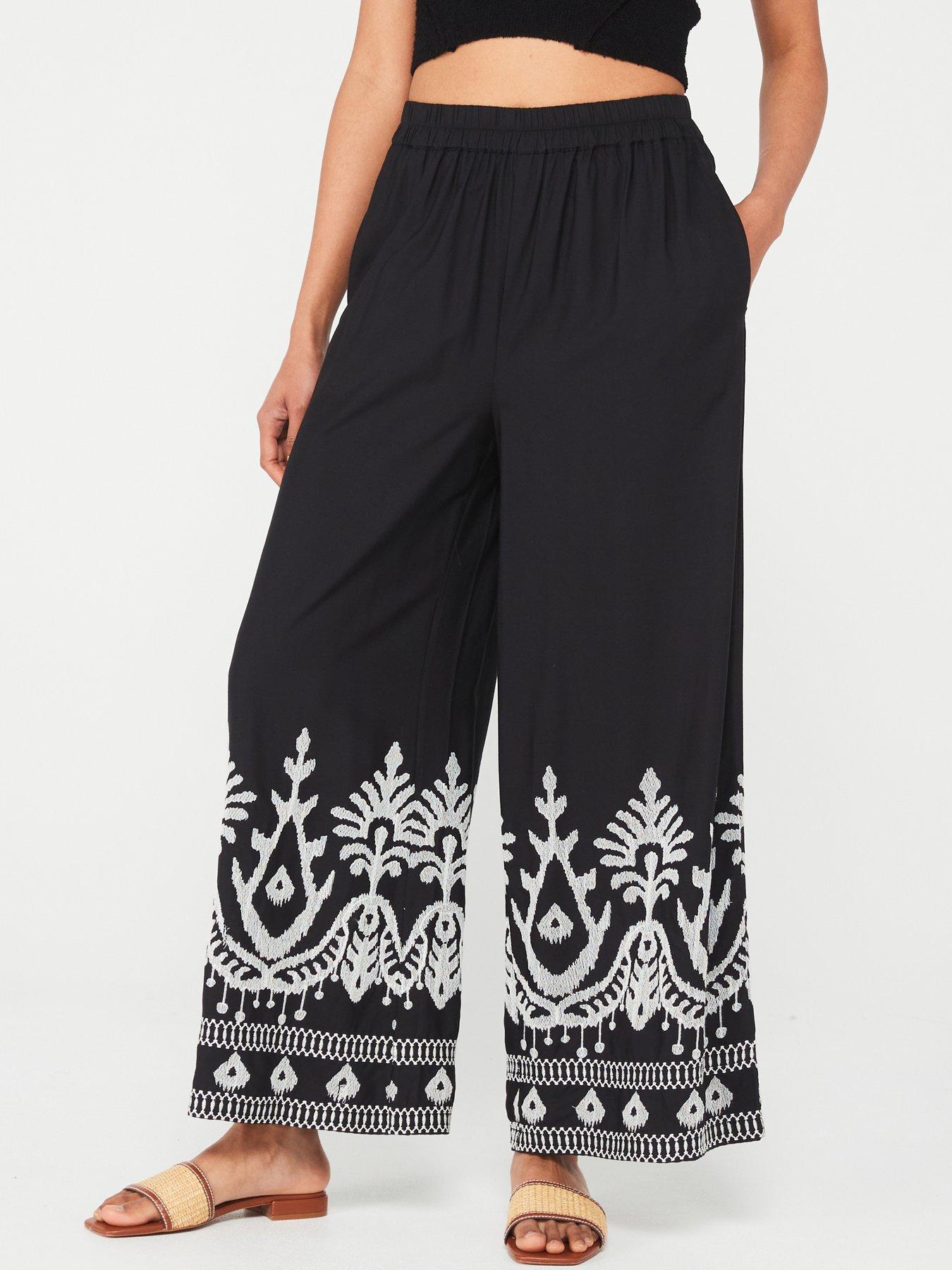 vila-cropped-embroidered-trouser-black