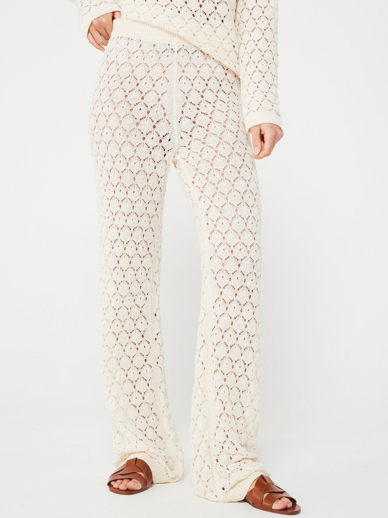 vila-high-waisted-knit-trouser-cream