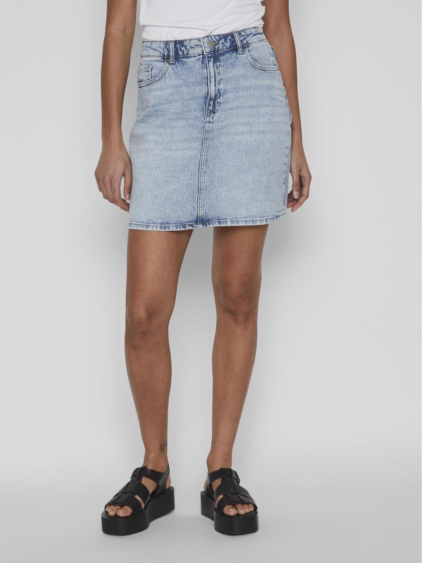 vila-denim-mini-skirt-light-blue