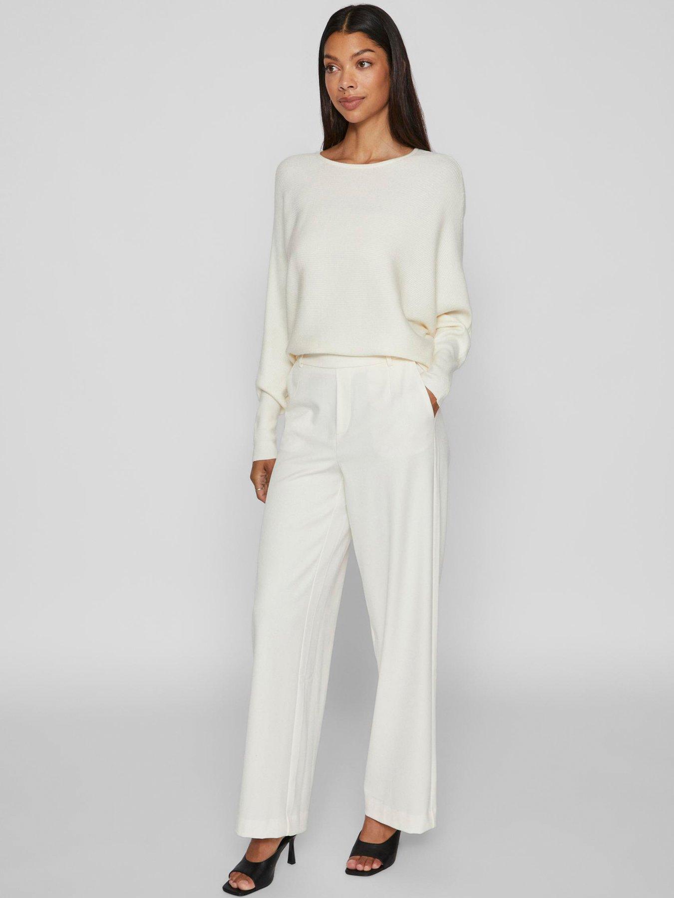 vila-high-waist-wide-leg-trouser-cream