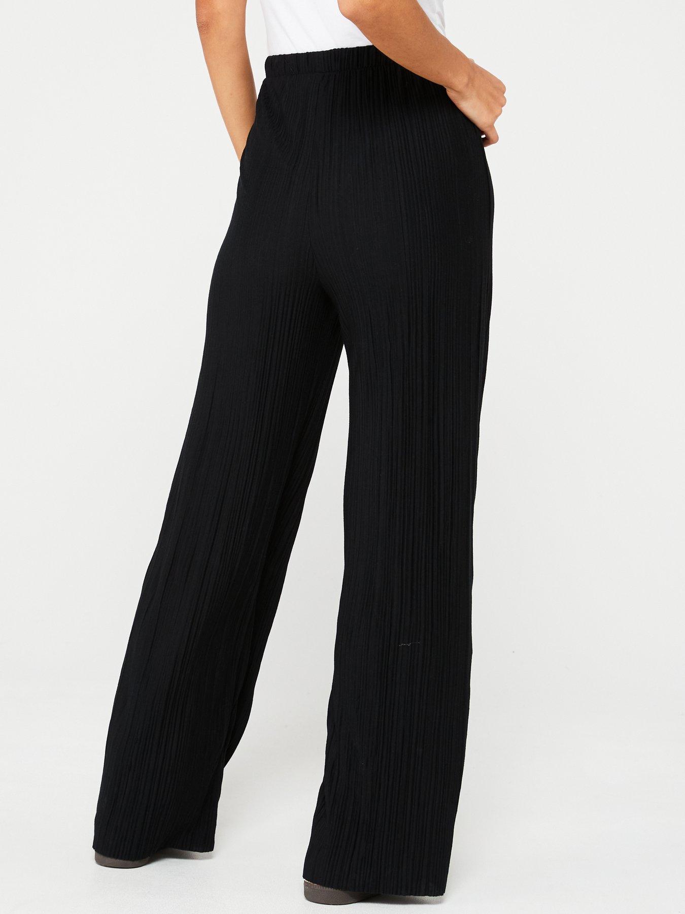 vila-high-waist-plisse-trouser-blackstillFront