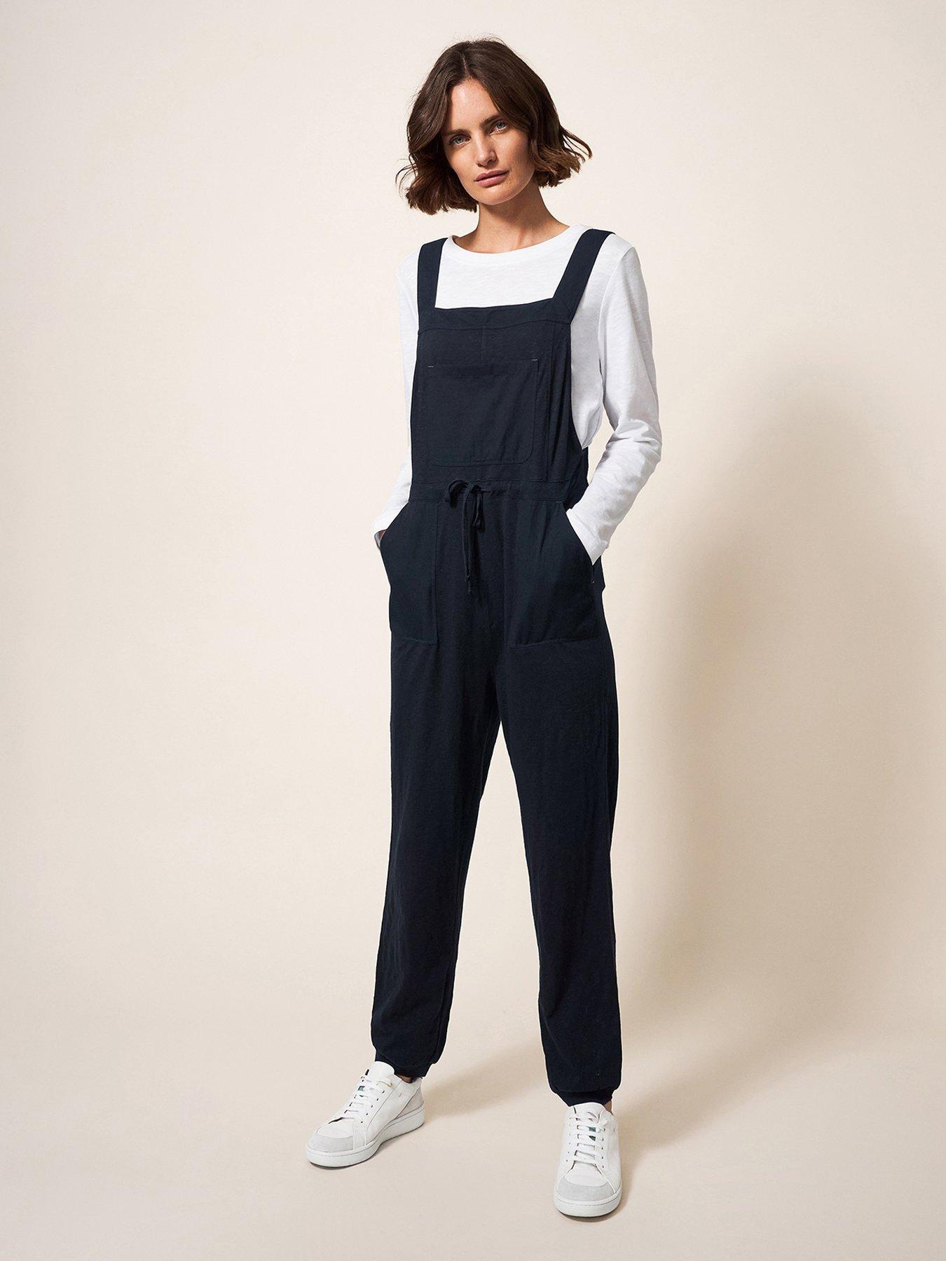 undefined Daphne Jersey Dungaree - Black