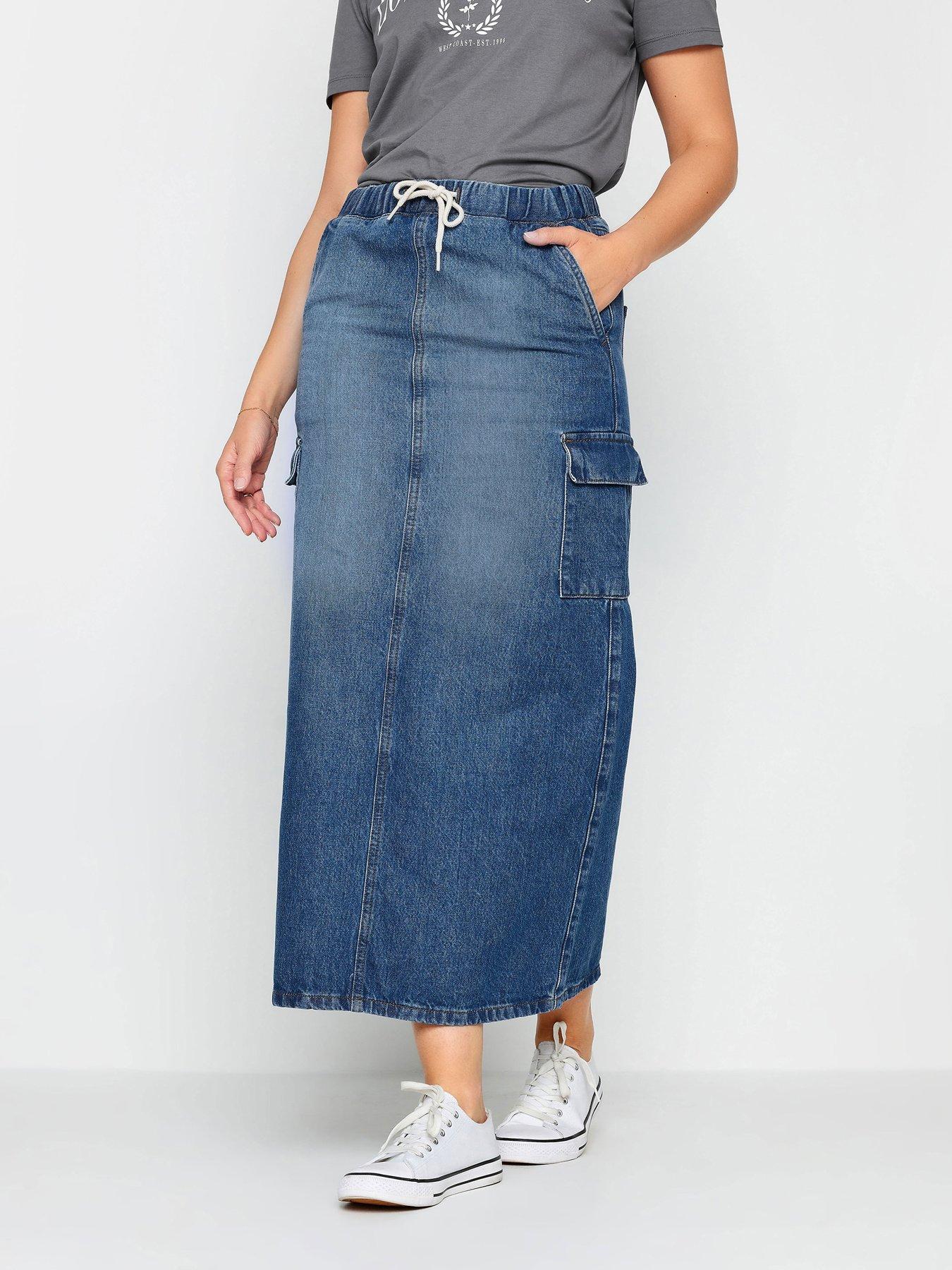 Image of Long Tall Sally Tall Denim Maxi Skirt