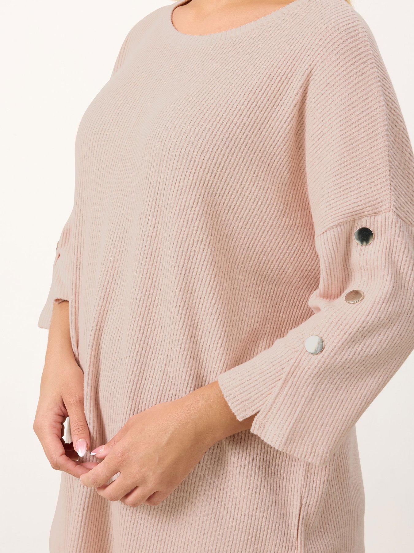 yours-curve-soft-touch-rib-snap-button-sleeve-jumperoutfit