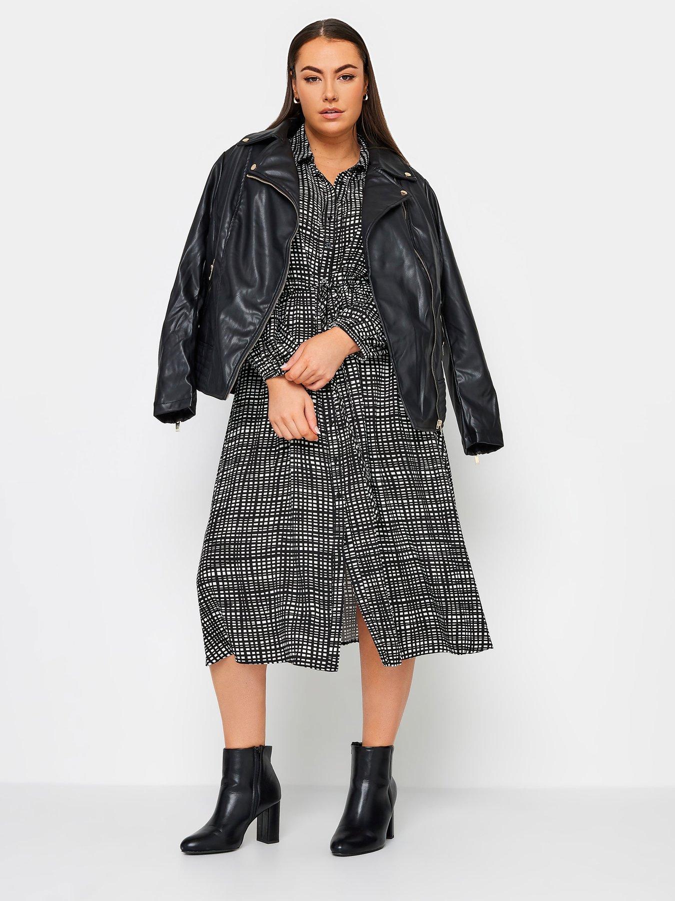 yours-curve-mono-grid-shirt-dress-blackback