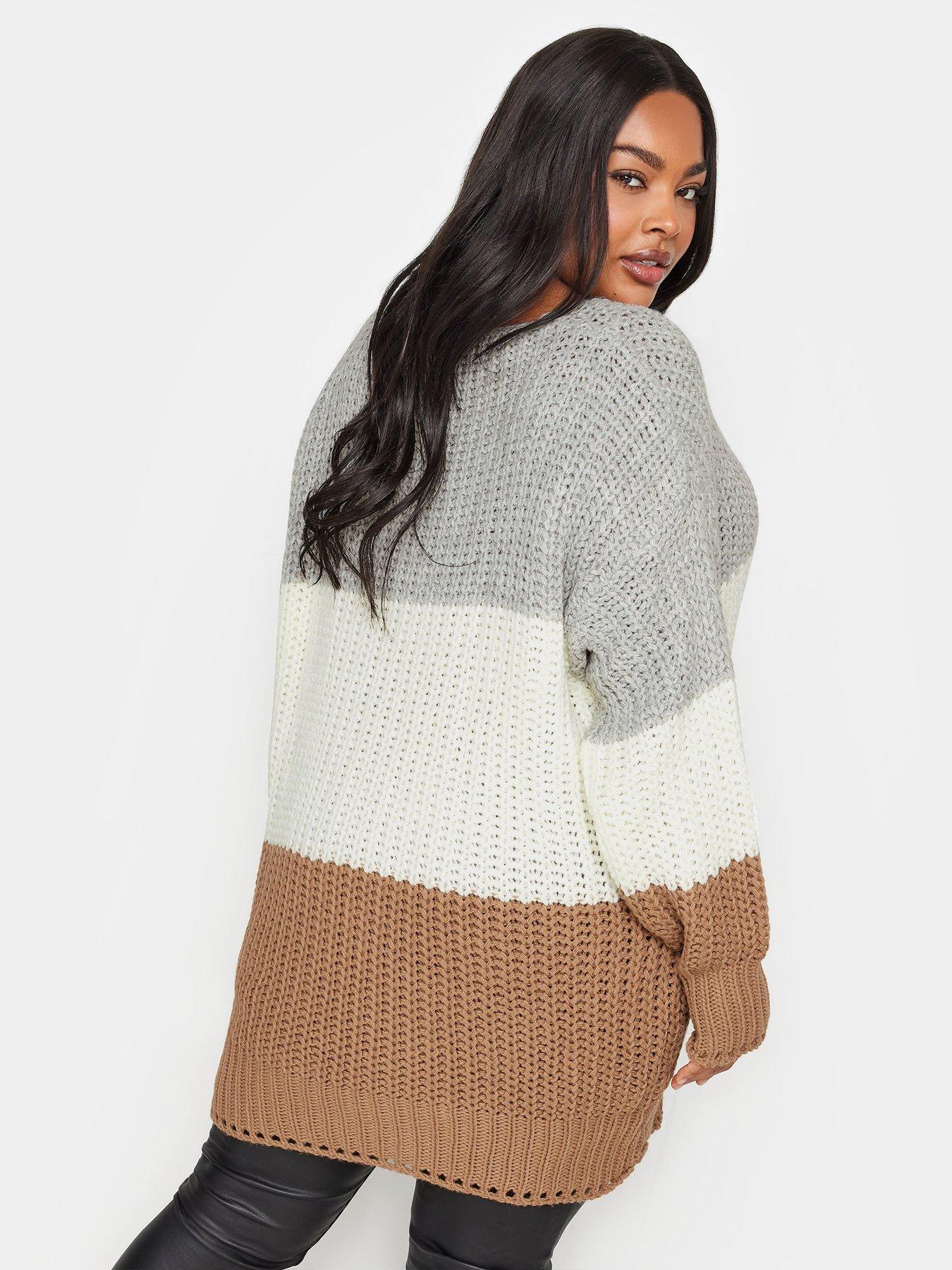 yours-curve-colour-block-knitted-jumper-greystillFront