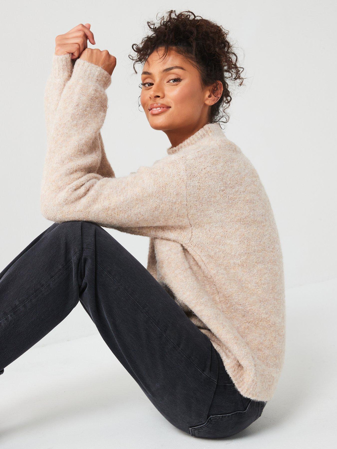 v-by-very-funnel-neck-balloon-sleeve-jumper-with-woolnbsp-neutraldetail