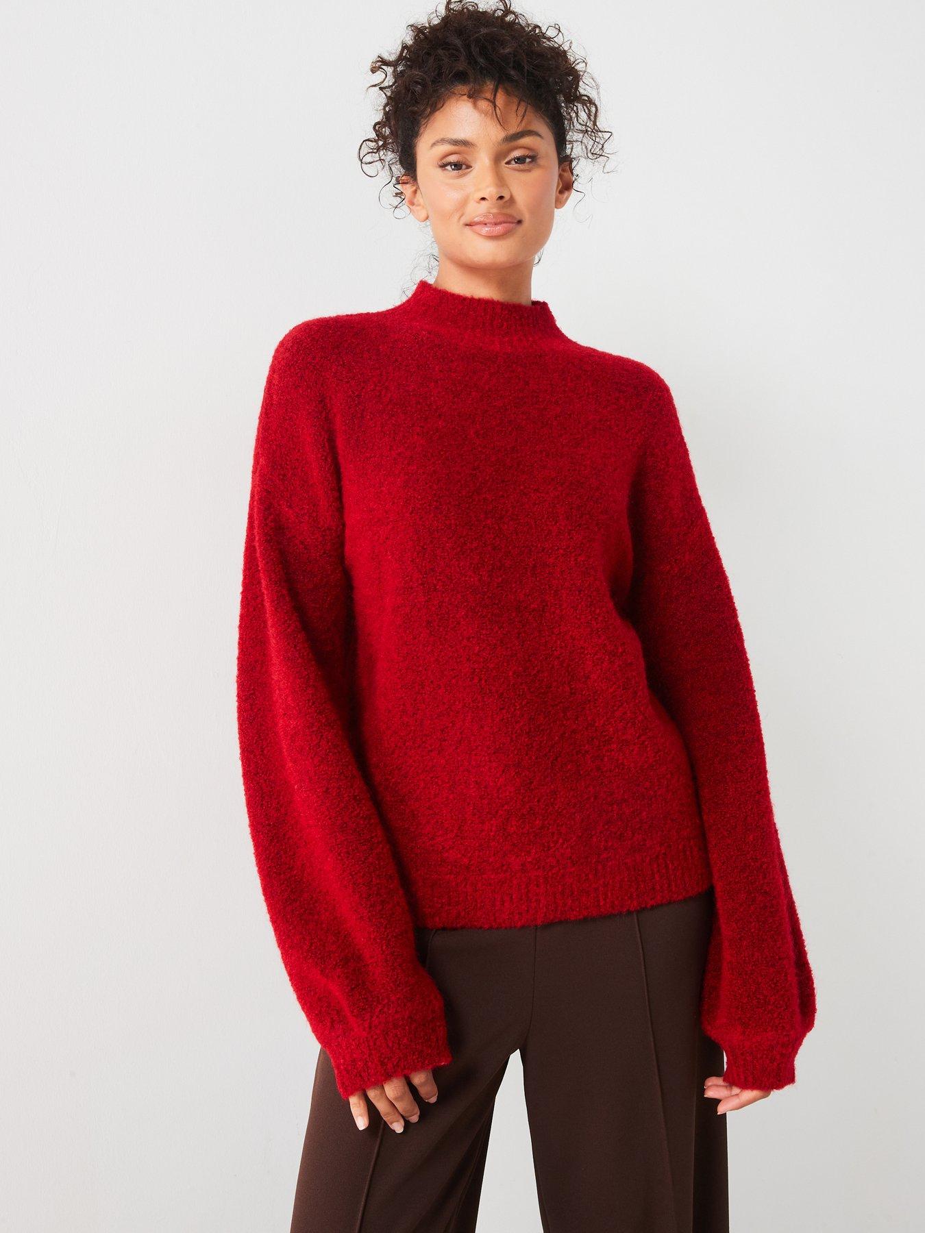 v-by-very-funnel-neck-balloon-sleeve-jumper-with-woolnbsp-reddetail