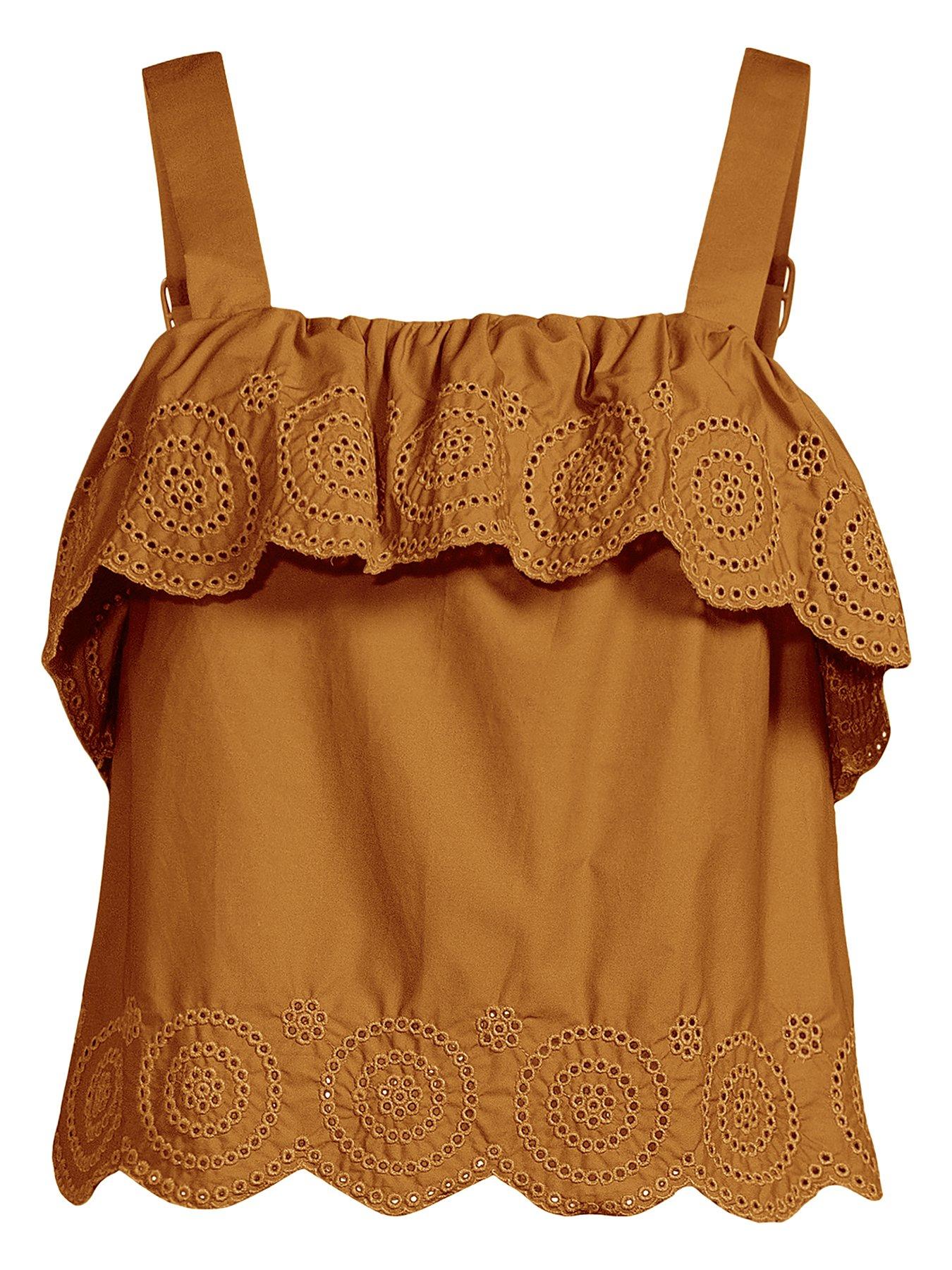 michelle-keegan-broderie-frill-cami-top-browndetail