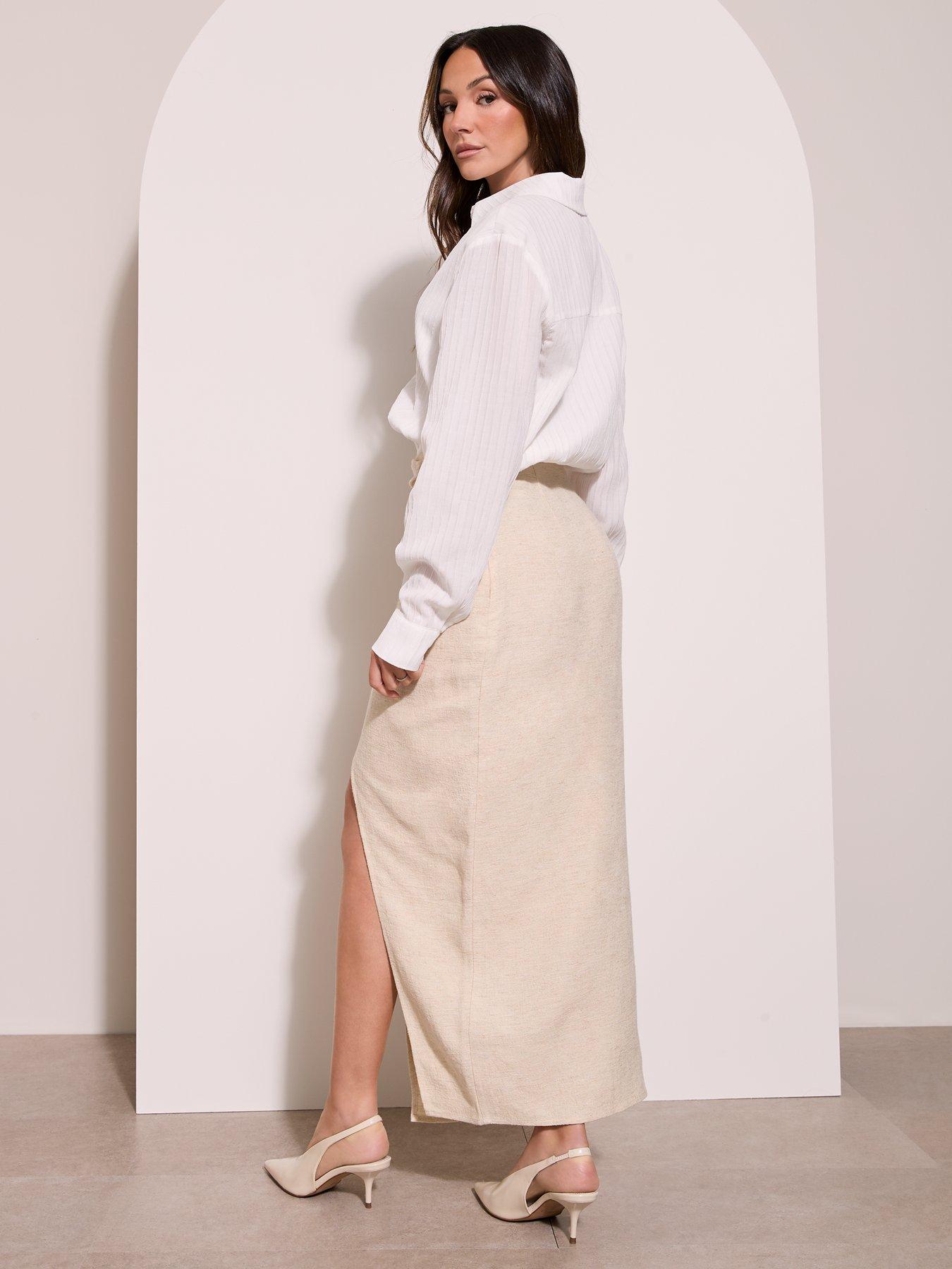 michelle-keegan-wrap-linen-midi-skirt-light-beigestillFront