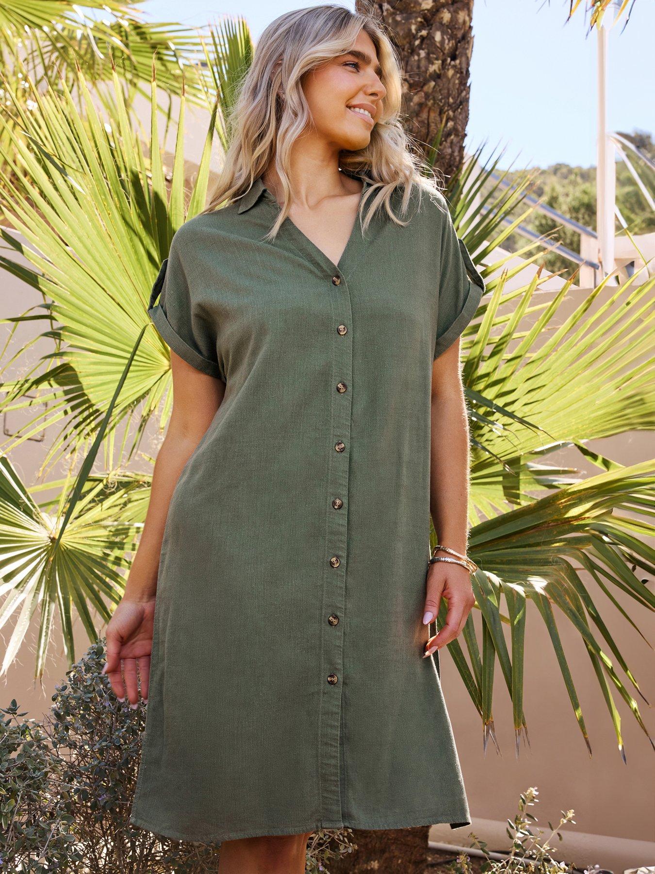 mco-khaki-linen-relaxed-shirt-dress