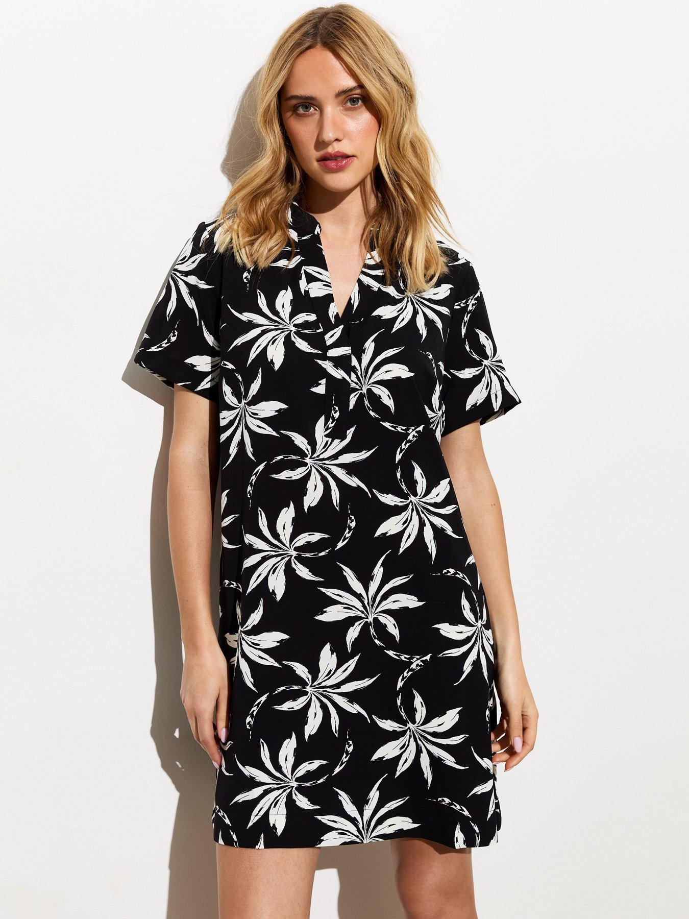 new-look-black-palm-tree-print-tunic-dress