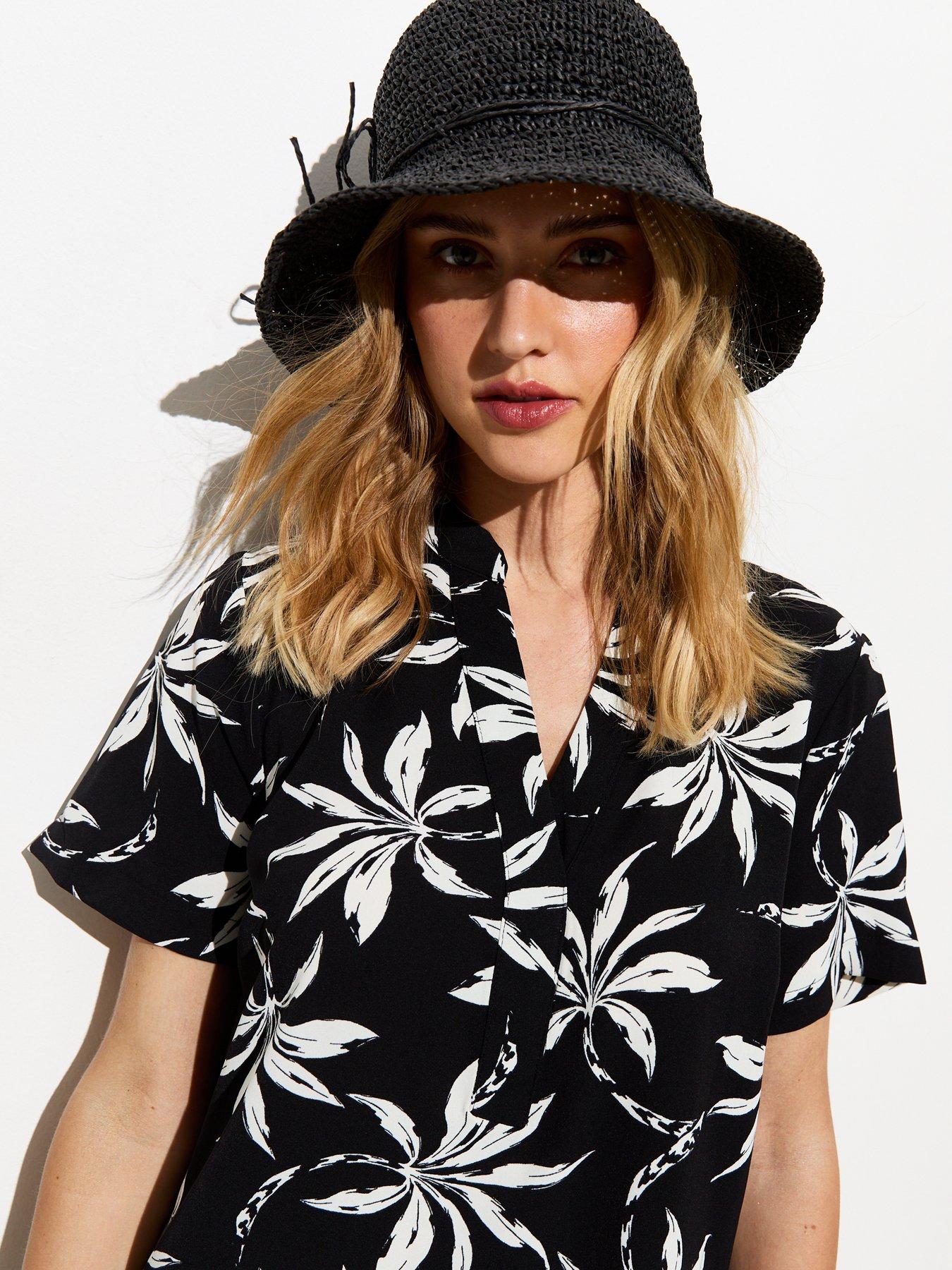 new-look-black-palm-tree-print-tunic-dressoutfit