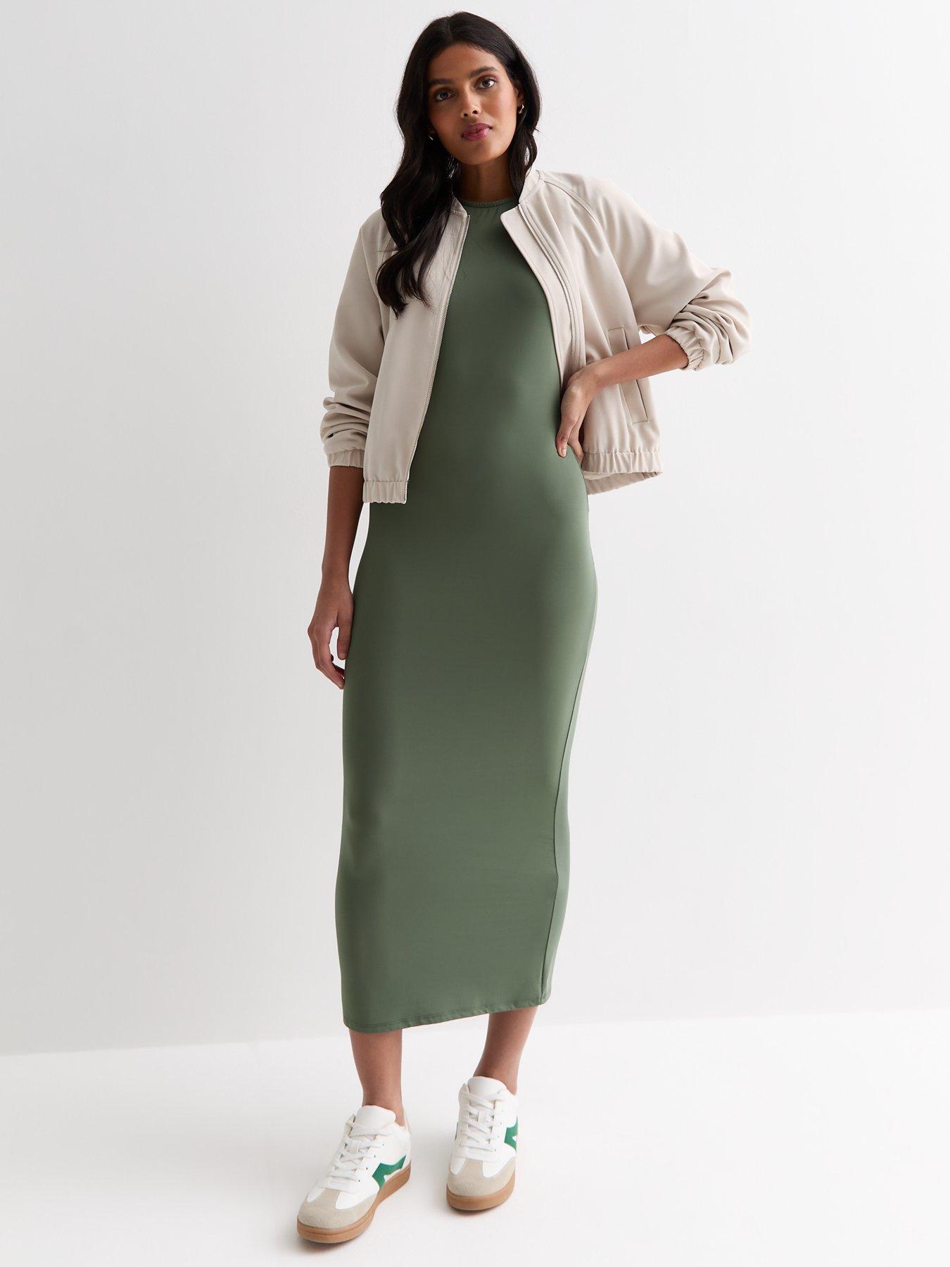 New Look Khaki Slinky Racer Midi Dress Very Ireland