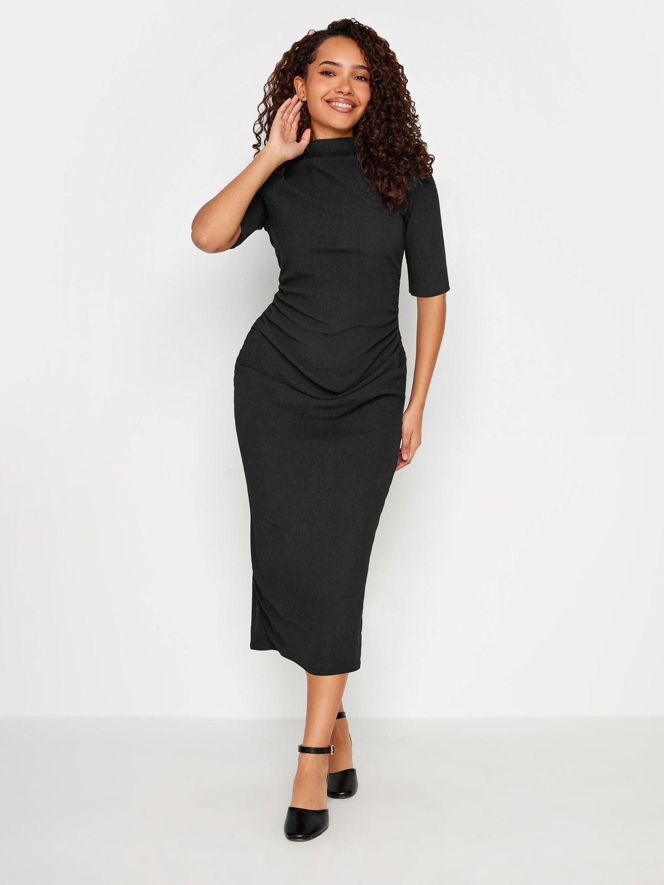 mco-petite-textured-gathered-midi-dress-blackback