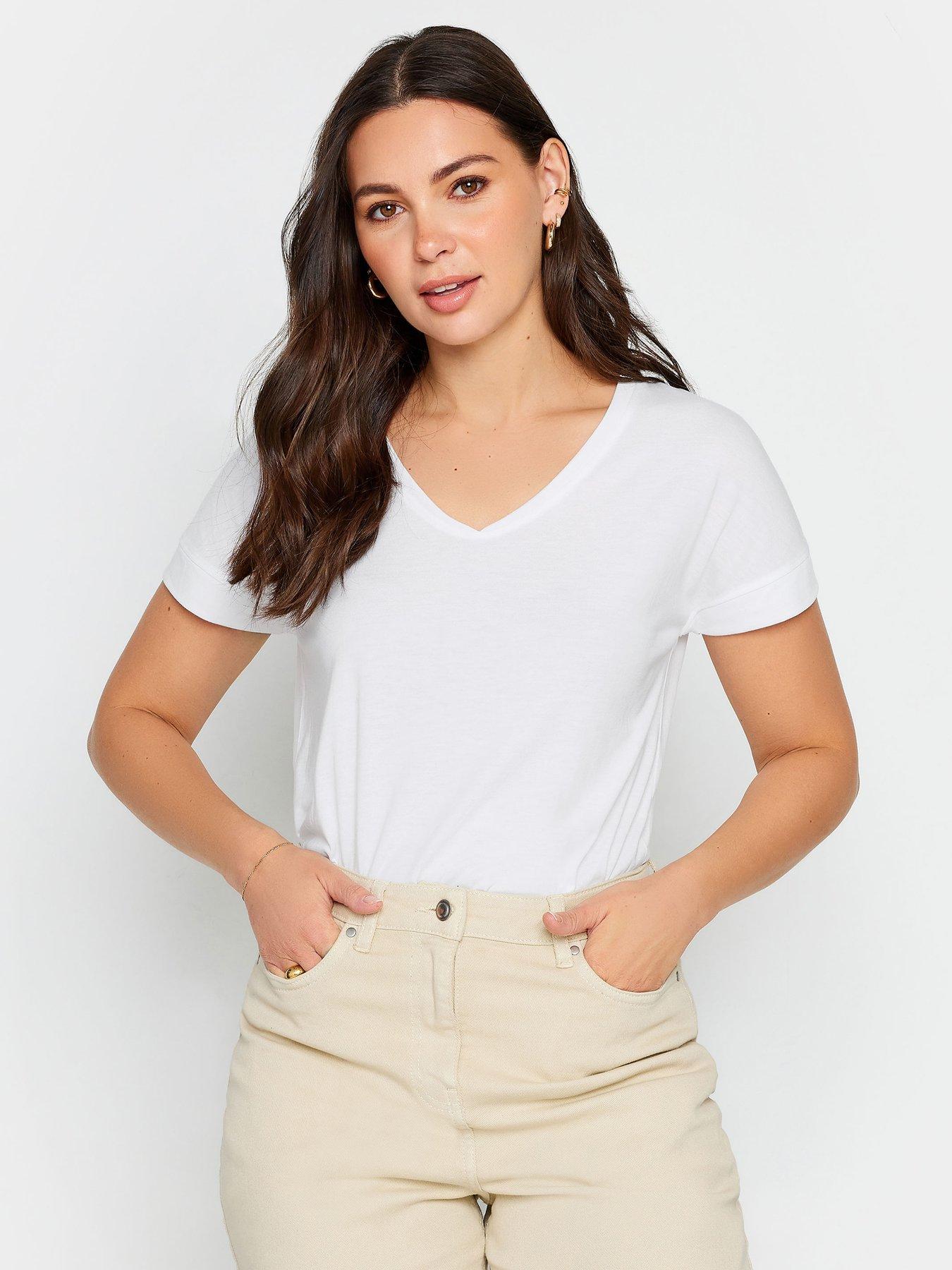 Long Tall Sally Tall Premium White Modal V Neck Tee