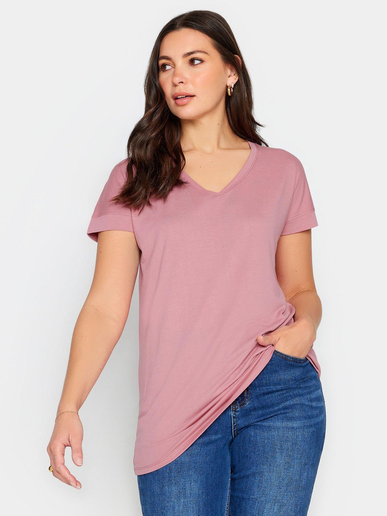 Image of Long Tall Sally Tall Premium Pink Modal V Neck Tee