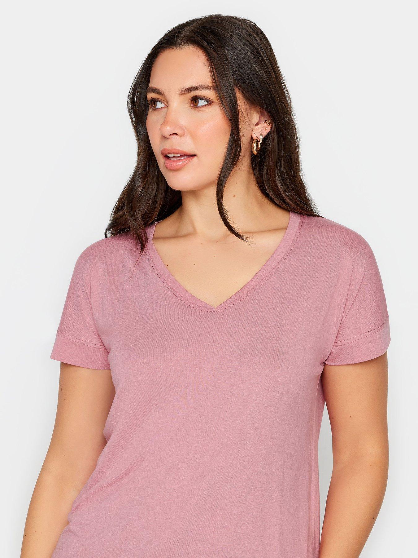 long-tall-sally-tall-premium-pink-modal-v-neck-teeoutfit