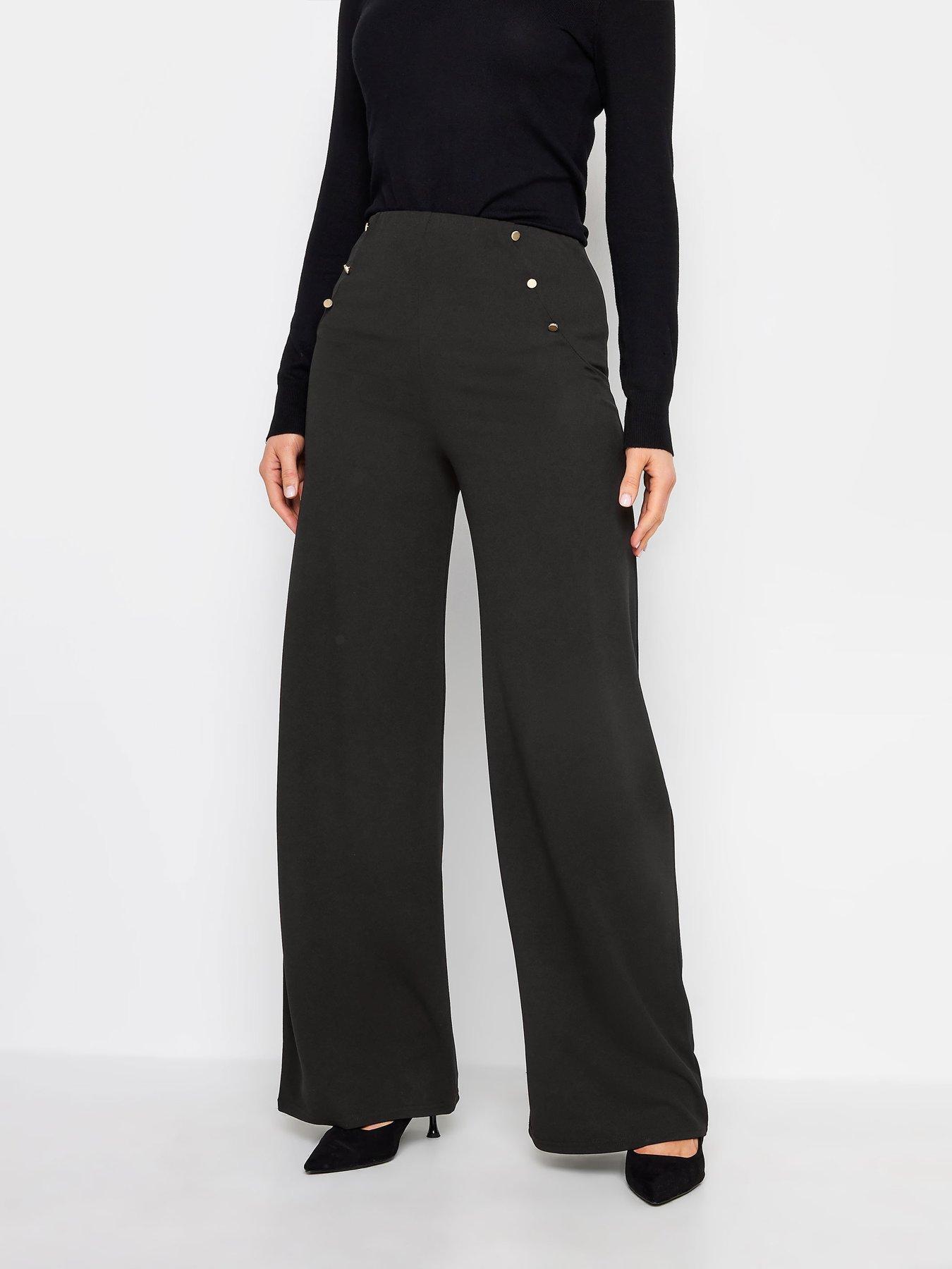 long-tall-sally-tall-black-button-detail-wide-leg-trouserfront