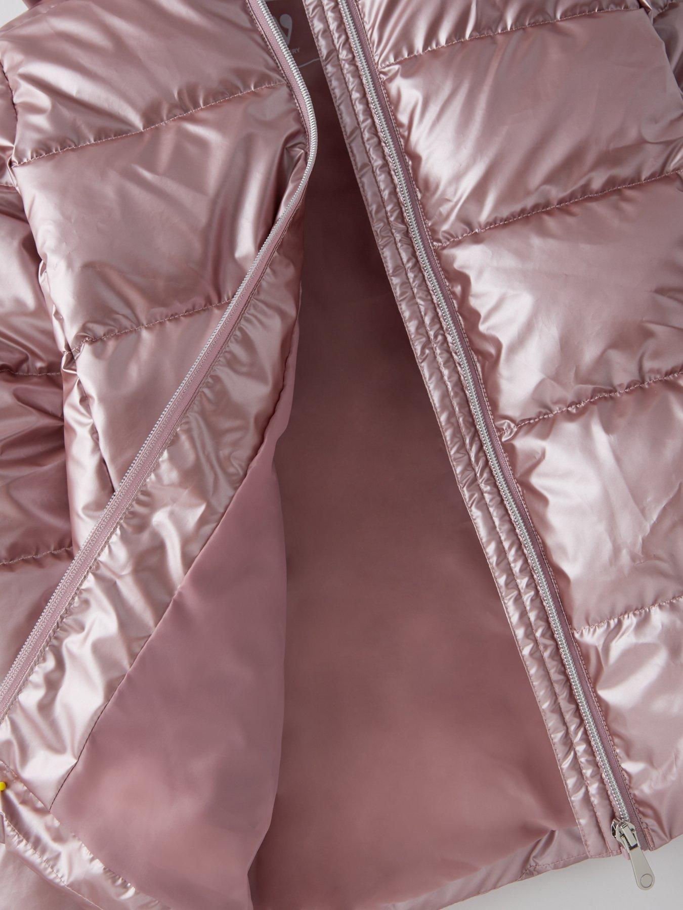 Image 3 of 4 of V by Very Girls Metallic Padded Coat - Pink