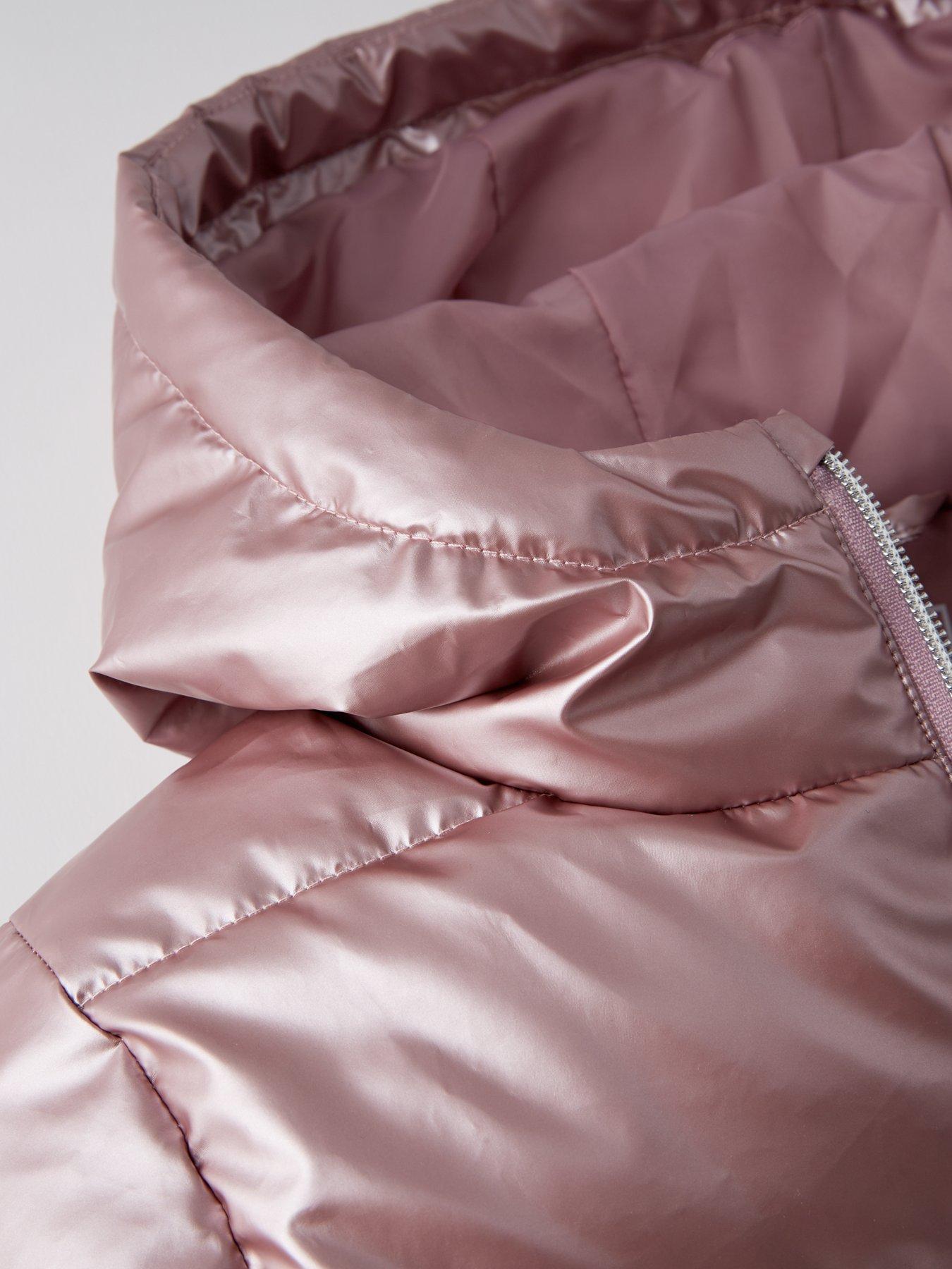 Image 4 of 4 of V by Very Girls Metallic Padded Coat - Pink