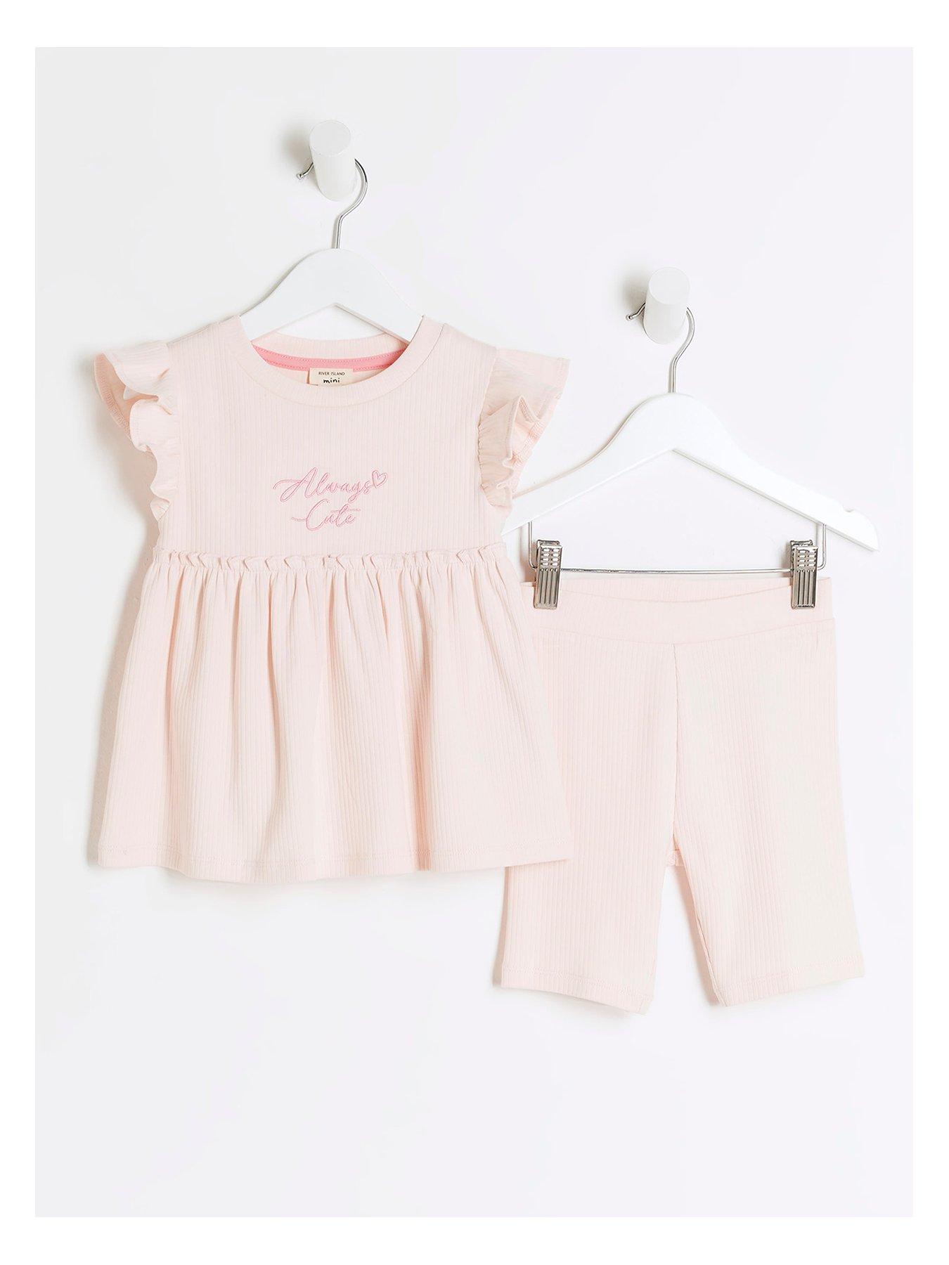 river-island-mini-mini-girls-ribbed-peplum-t-shirt-set-pink