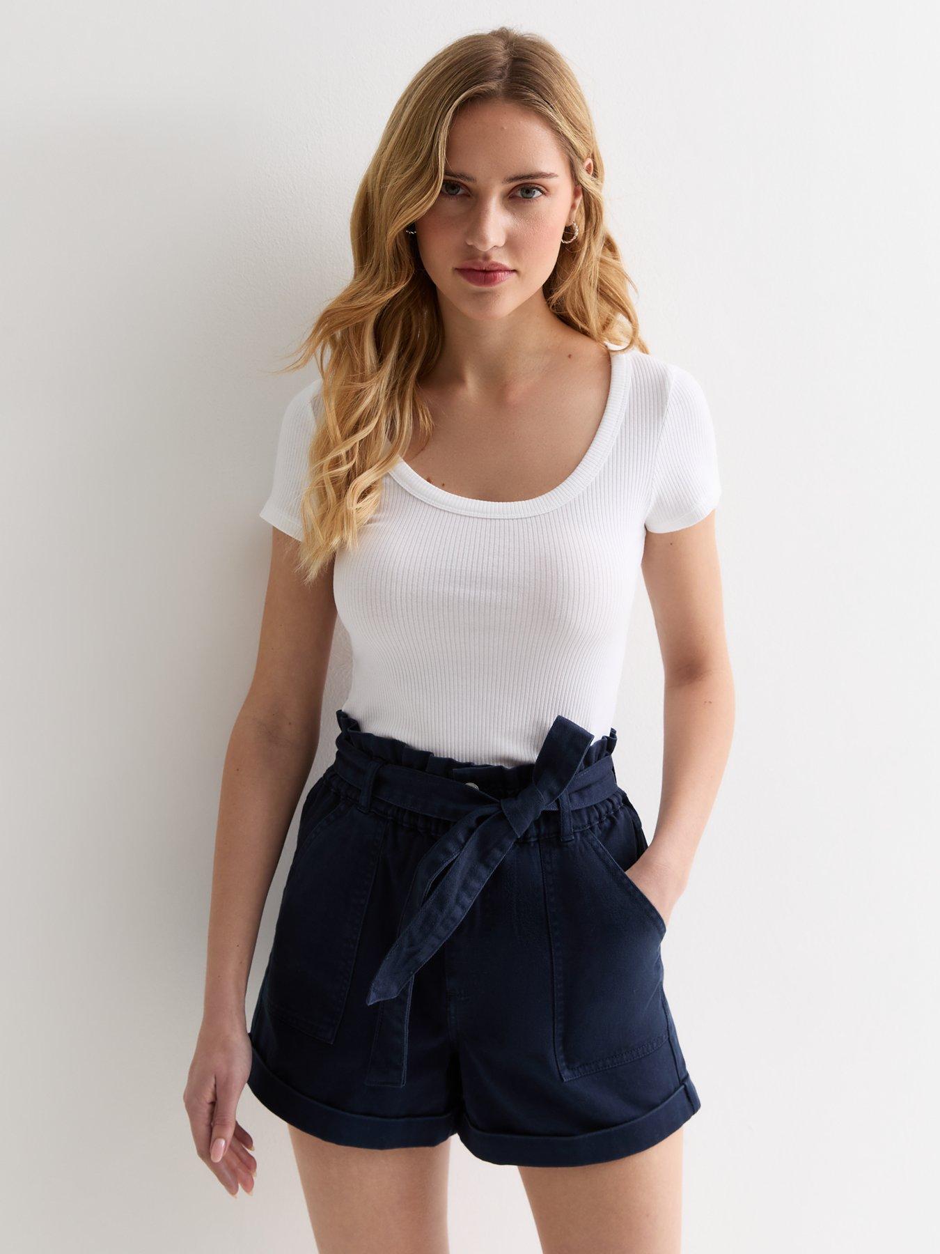 New Look Navy High Waist Paperbag Shorts Very Ireland