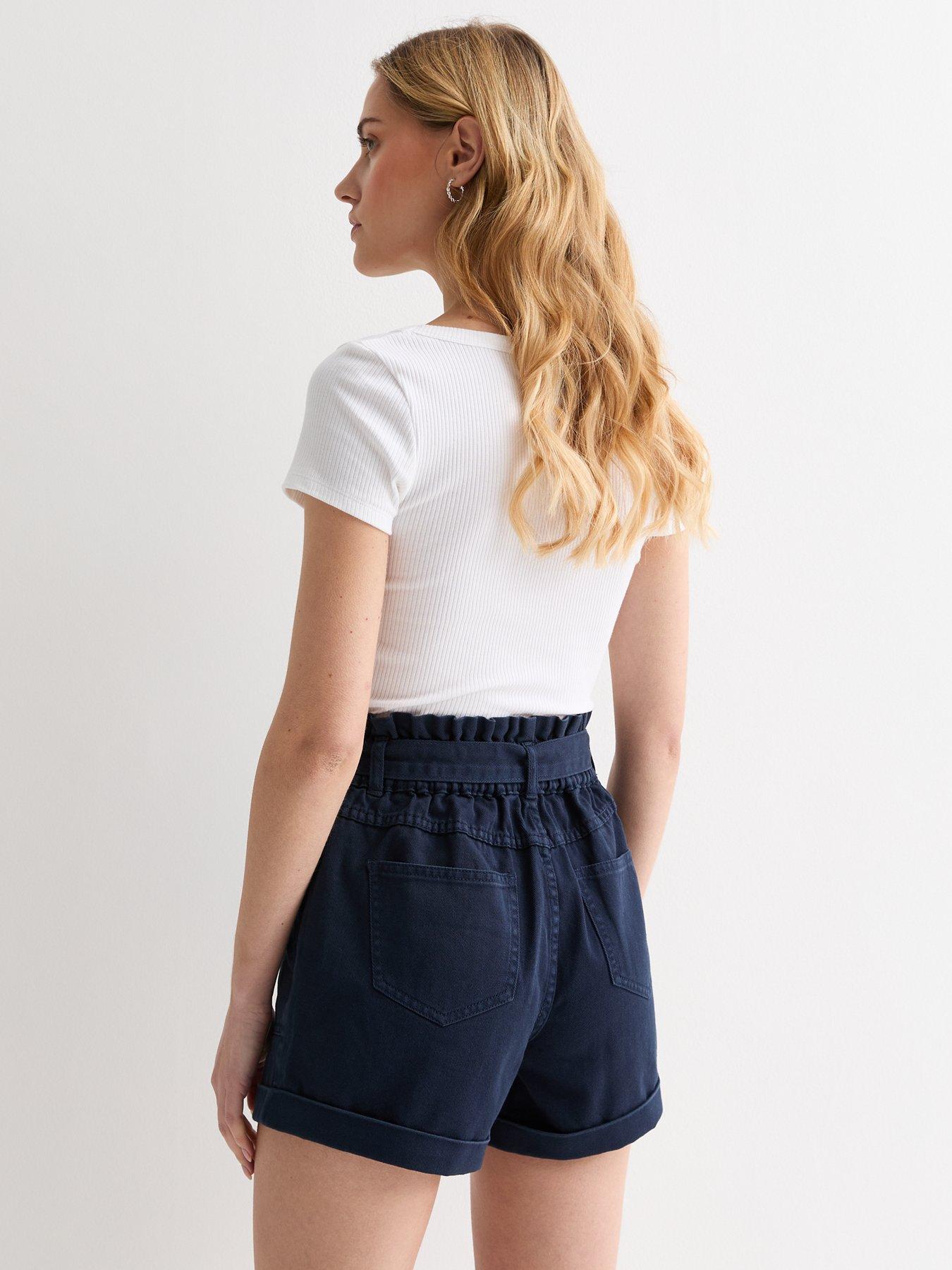 new-look-navy-high-waist-paperbag-shortsstillFront