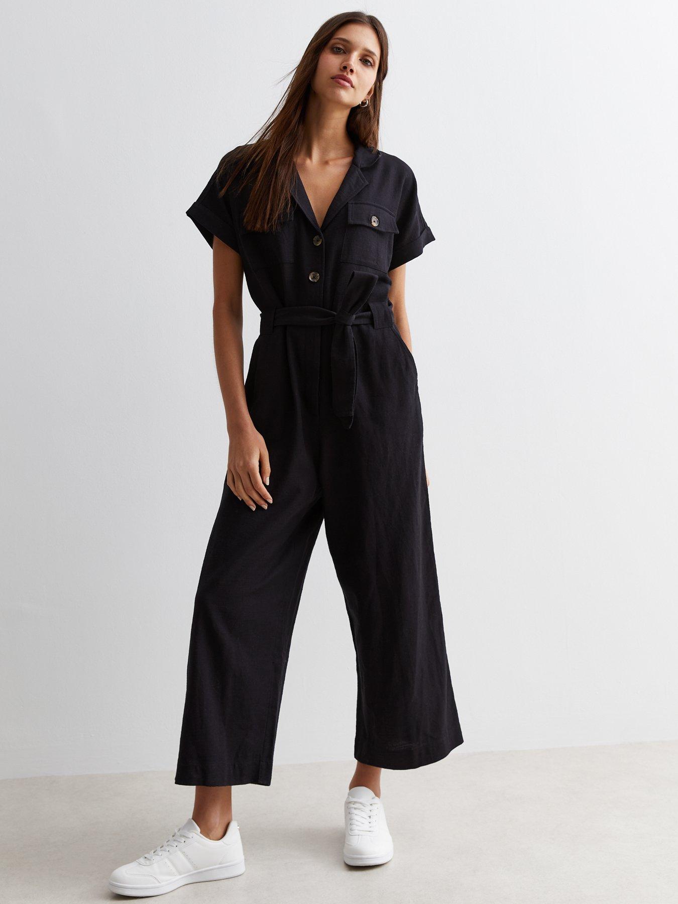 Black utility jumpsuit womens on sale