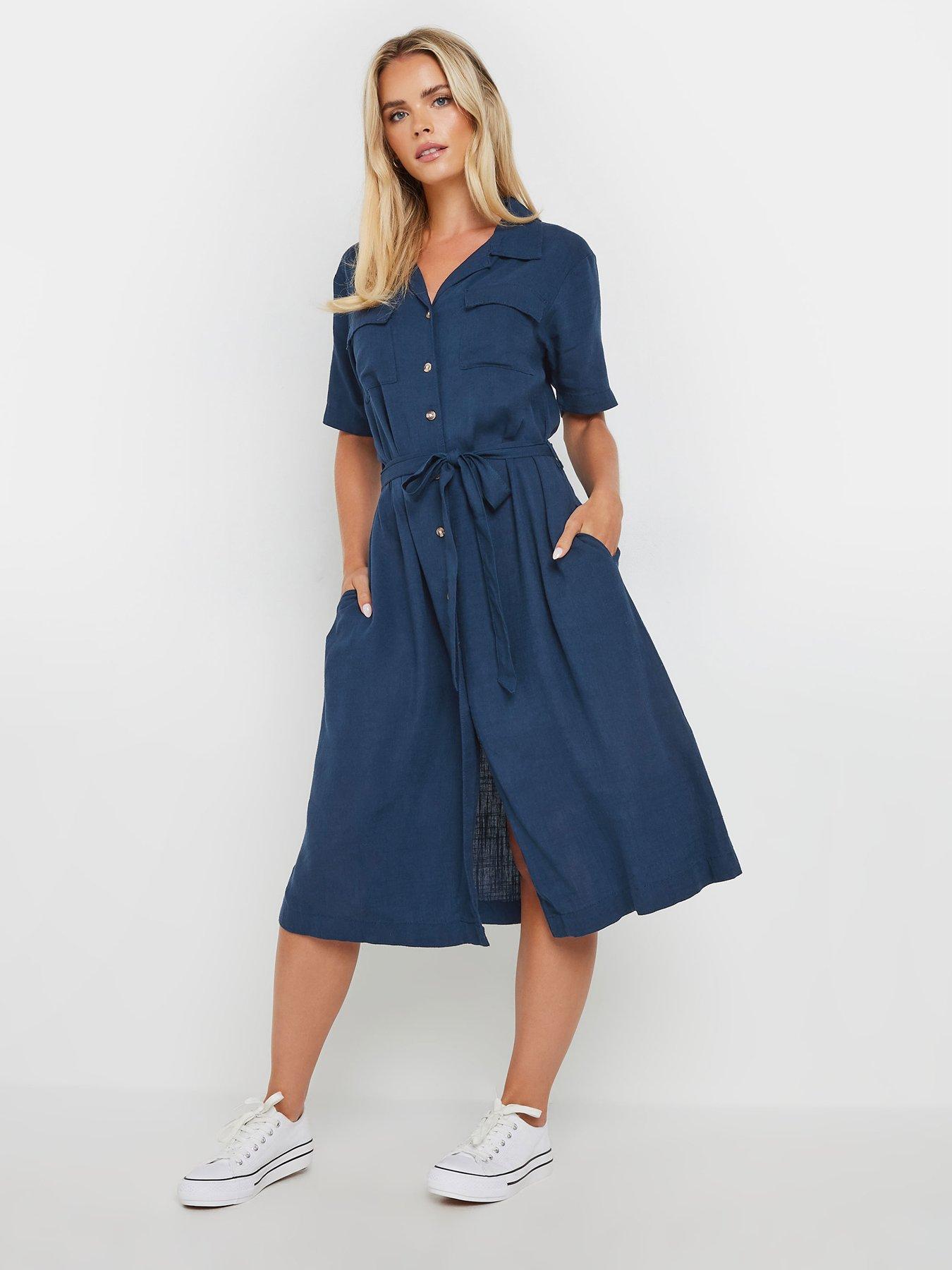 mco-petite-navy-linen-shirt-dress