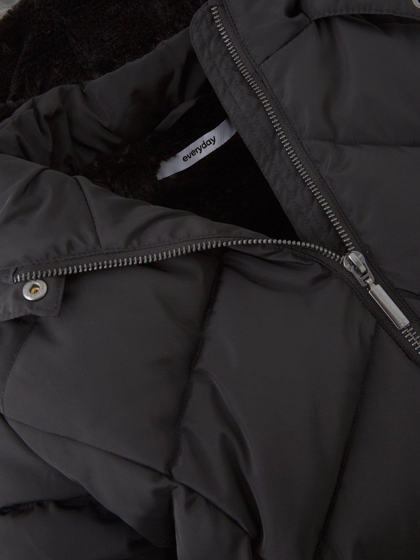 Image 3 of 4 of Everyday Girls Quilted Back To School Longline Black Coat